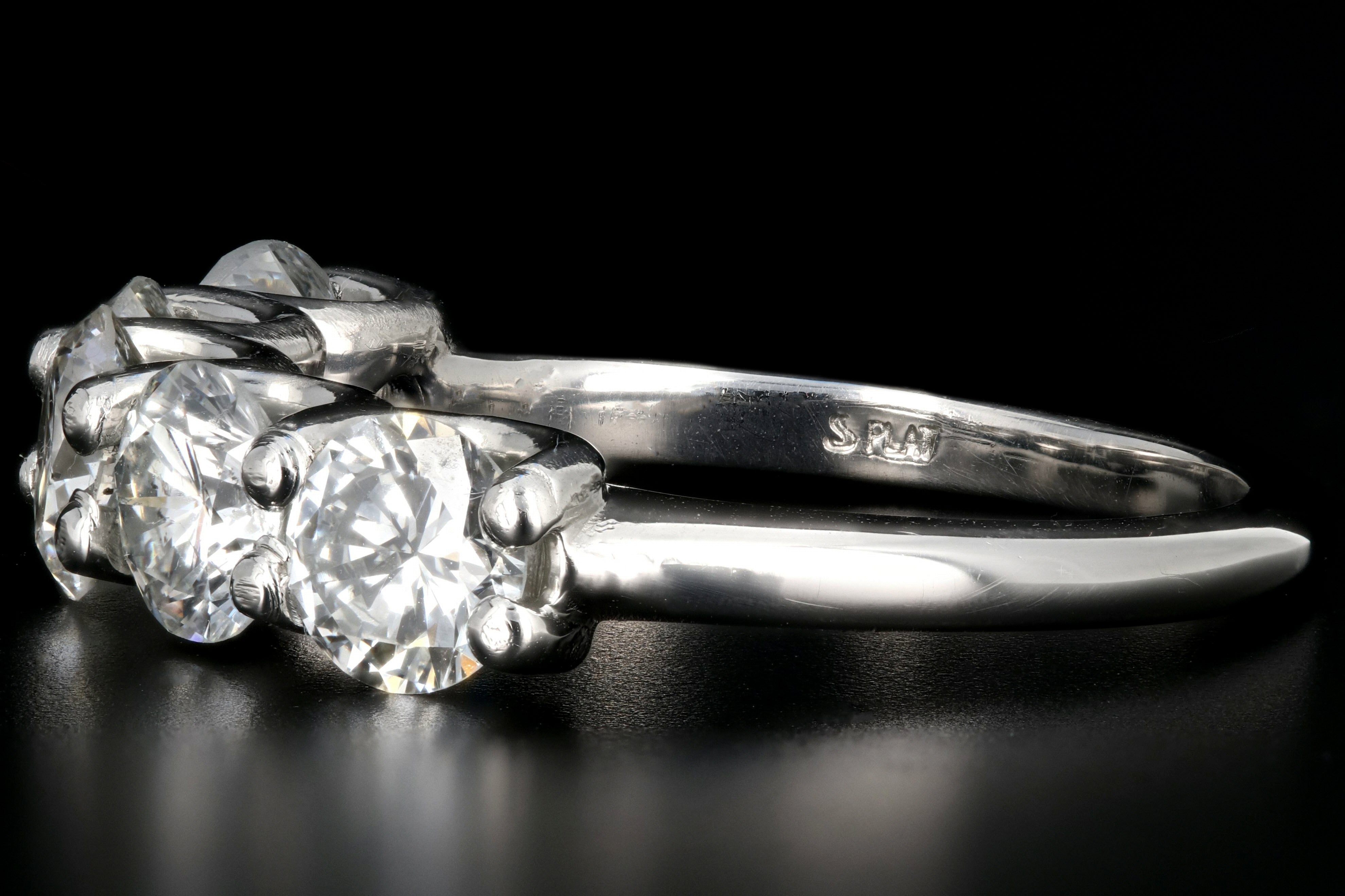 New Platinum 2.5 Carat Round Brilliant Cut Diamond 5 Stone Band - Queen May