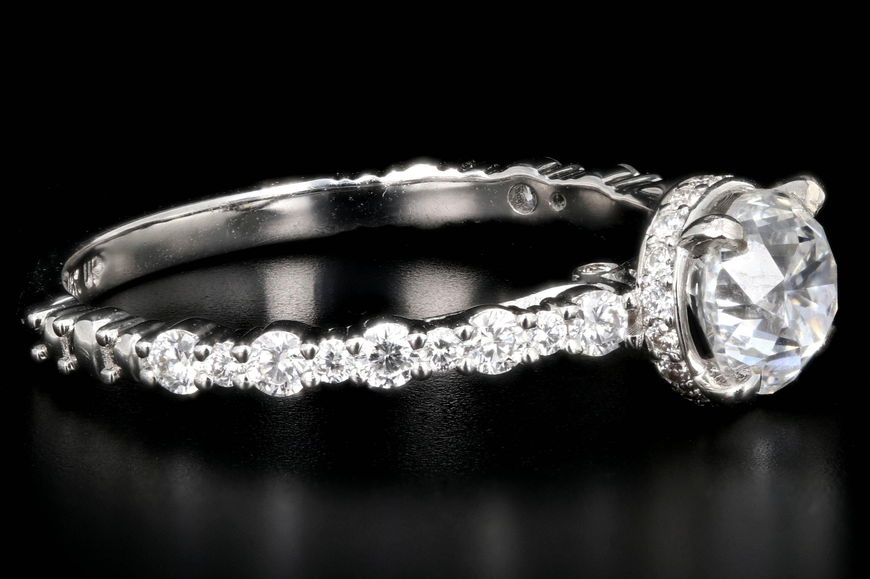 New 18K White Gold 1.01 Carat Round Brilliant Cut Diamond Engagement Ring - Queen May