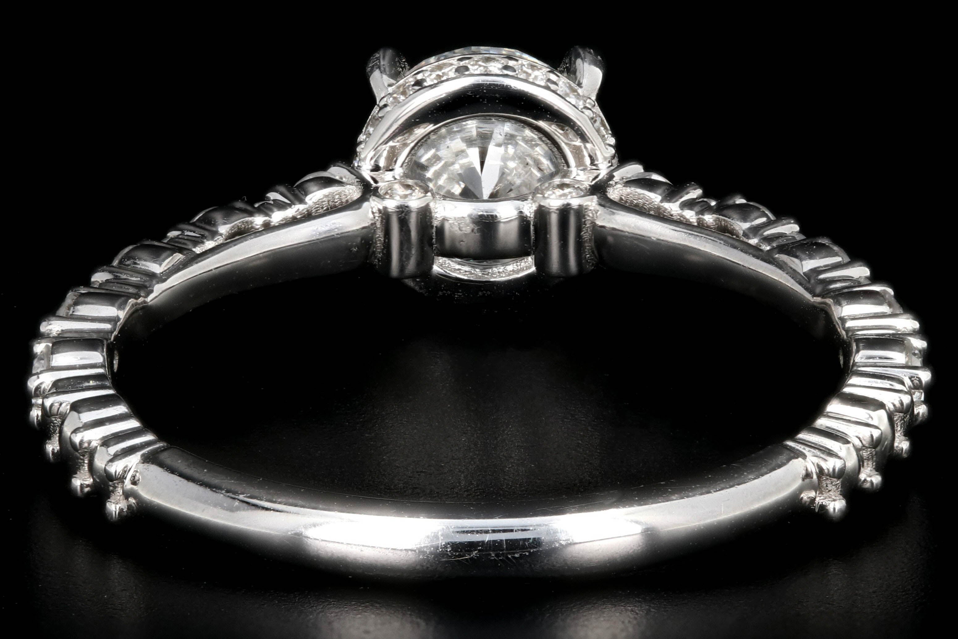 New 18K White Gold 1.01 Carat Round Brilliant Cut Diamond Engagement Ring - Queen May
