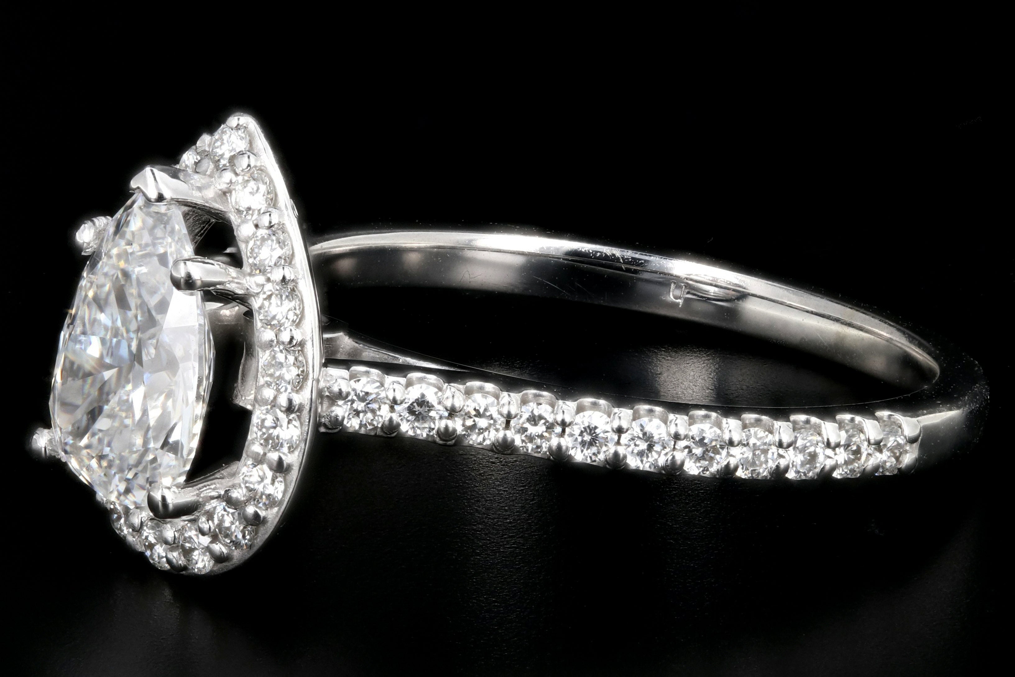Modern 14K White Gold 1.08CT Pear Cut Diamond Ring GIA Certified - Queen May