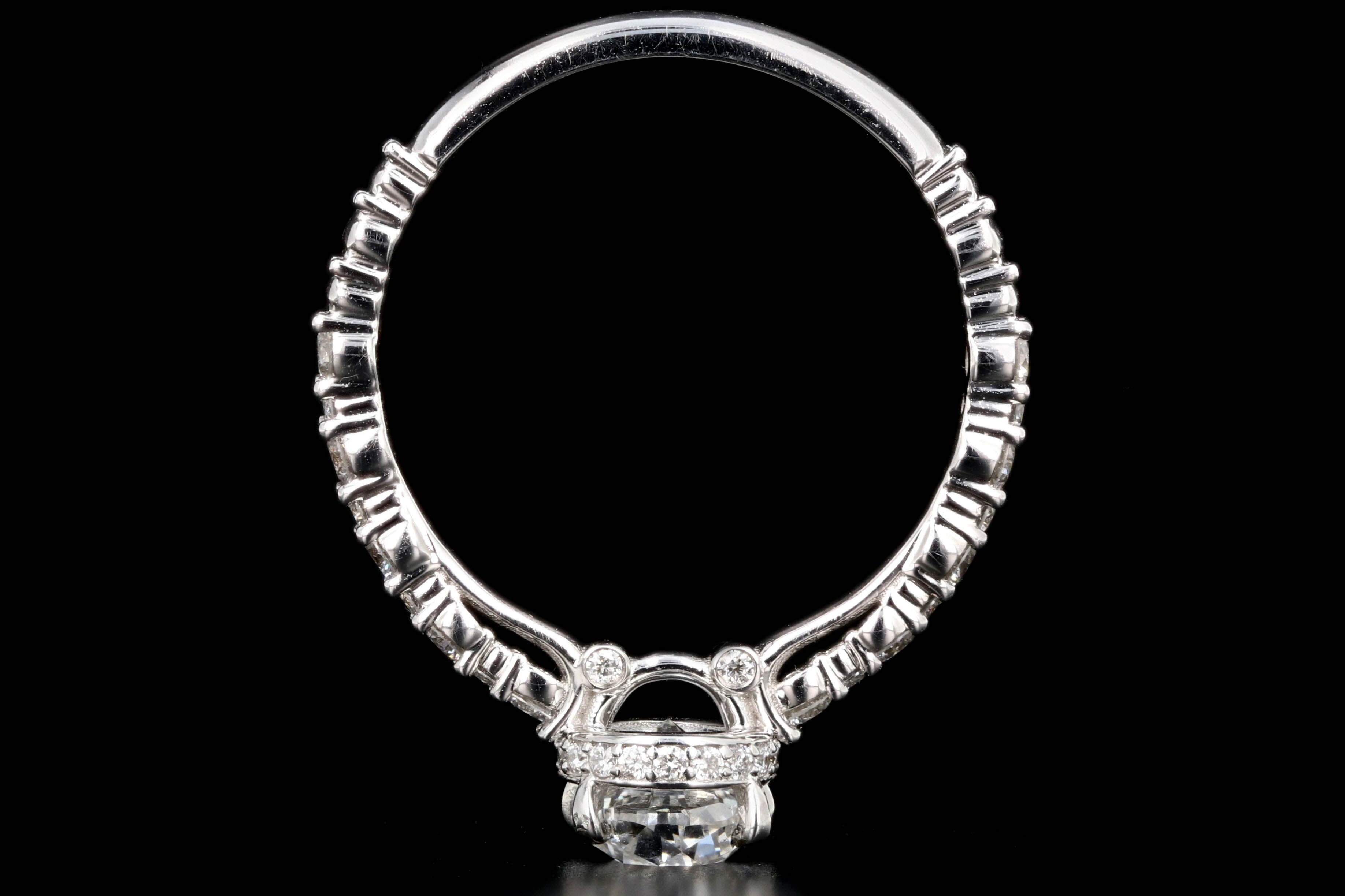 New 18K White Gold 1.01 Carat Round Brilliant Cut Diamond Engagement Ring - Queen May