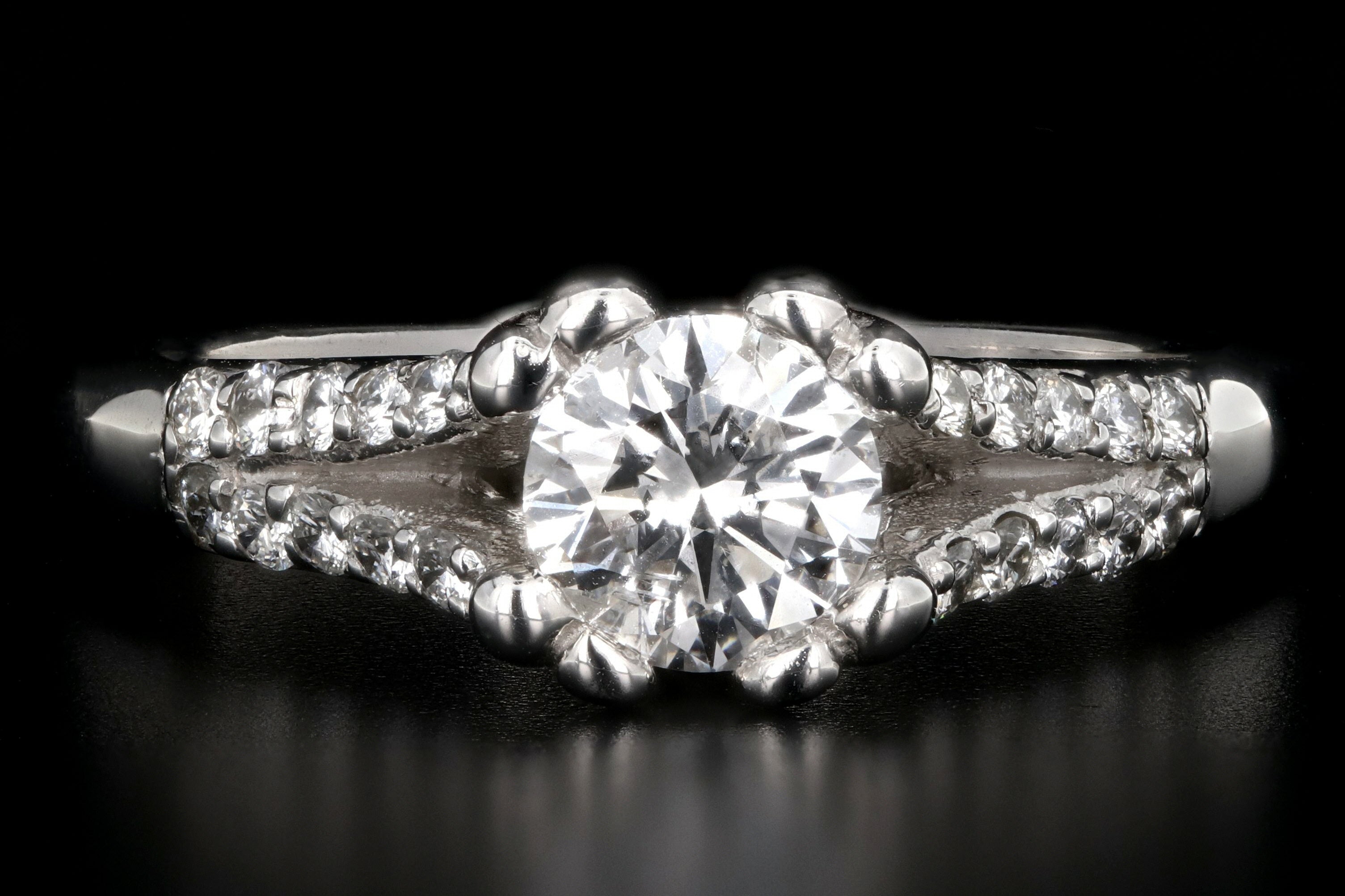 Modern 14K White Gold .73 Carat Round Brilliant Cut Diamond Engagement Ring - Queen May