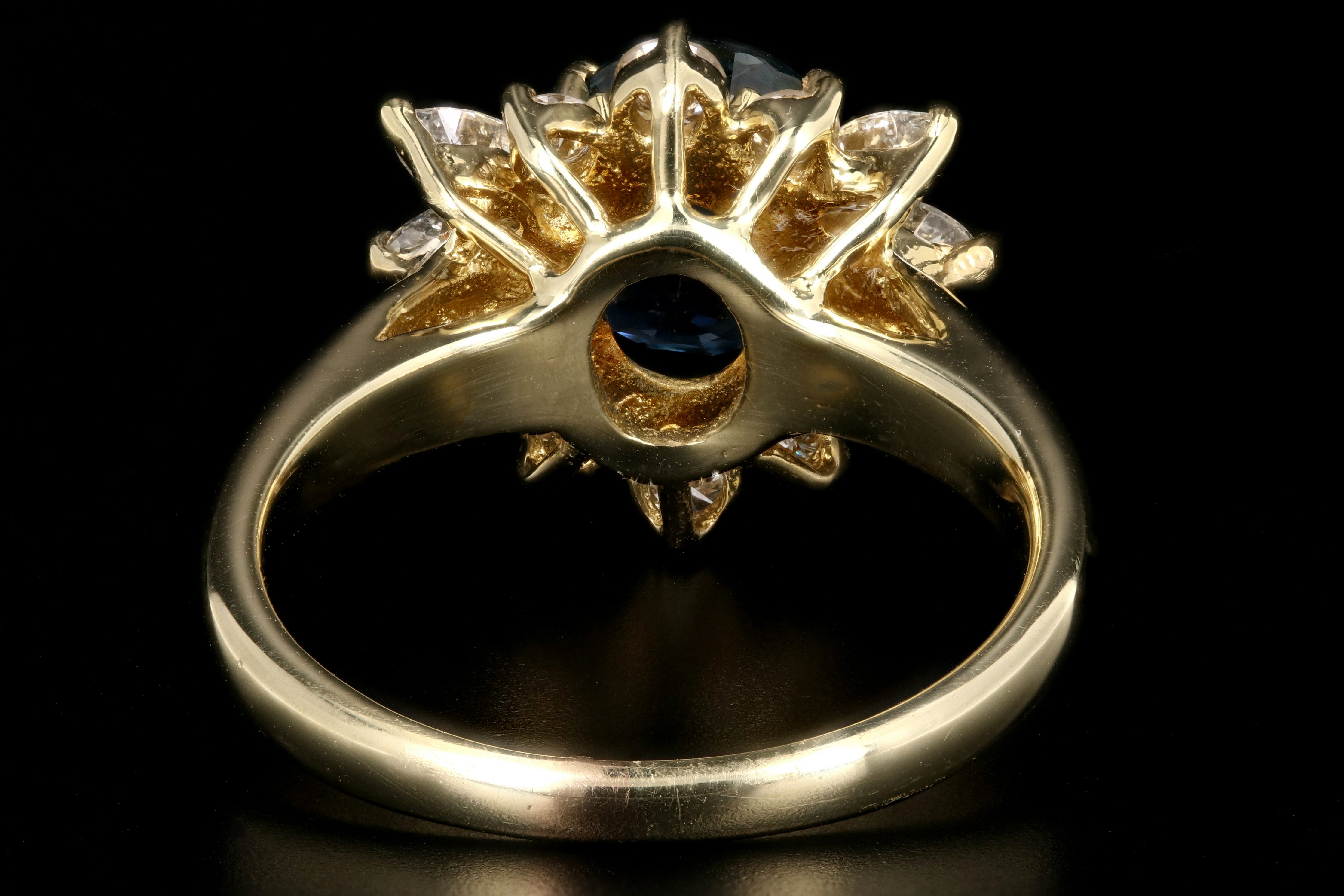 Modern 14K Yellow Gold GIA Certified 2.5 Carat Natural Sapphire and Diamond Halo Ring - Queen May