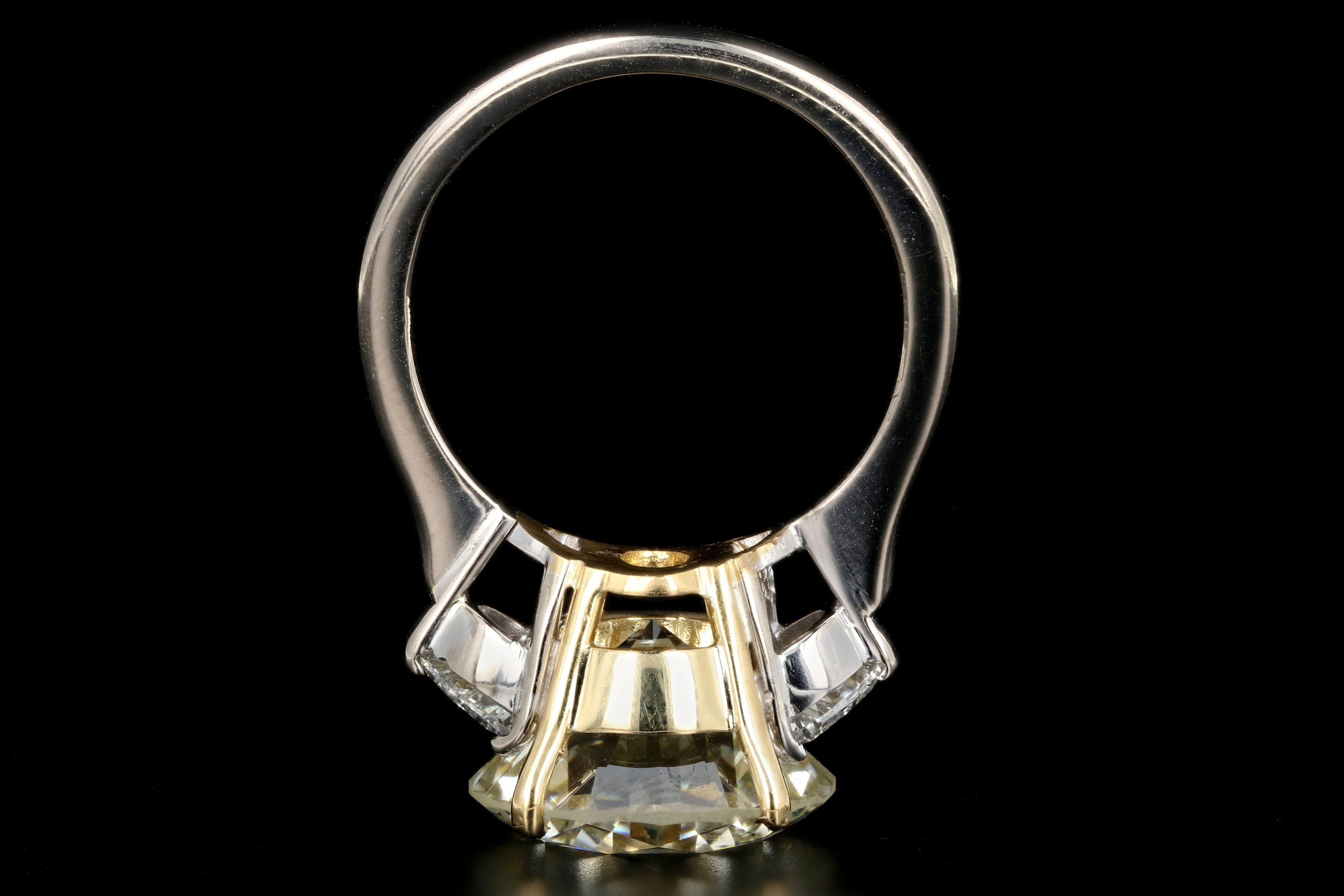 Modern 18K Gold 8.40 Carat Round Cut Diamond With Two Half Moon Cut Diamonds Engagement Ring - Queen May