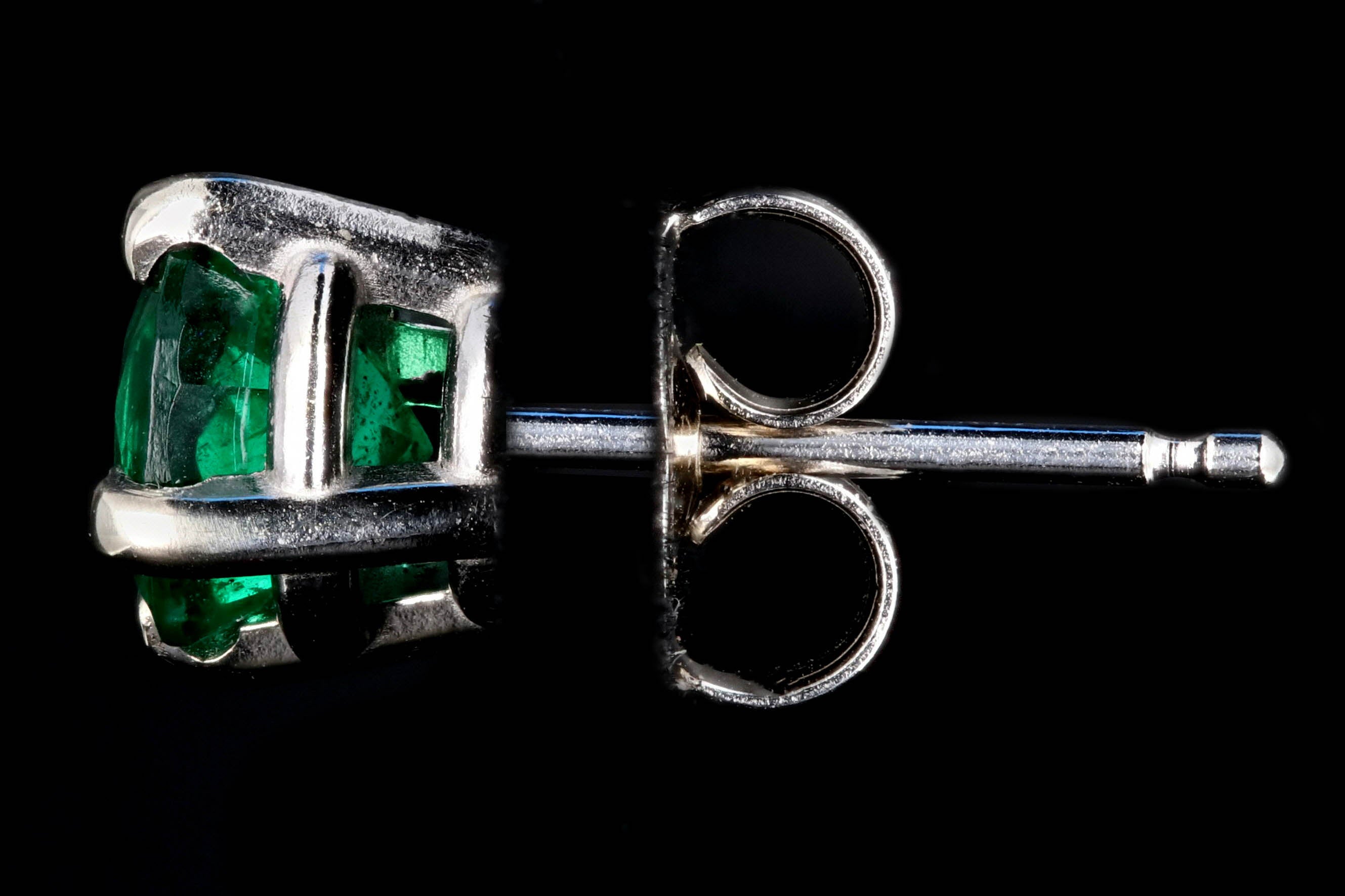 New 14K White Gold Emerald Studs - Queen May