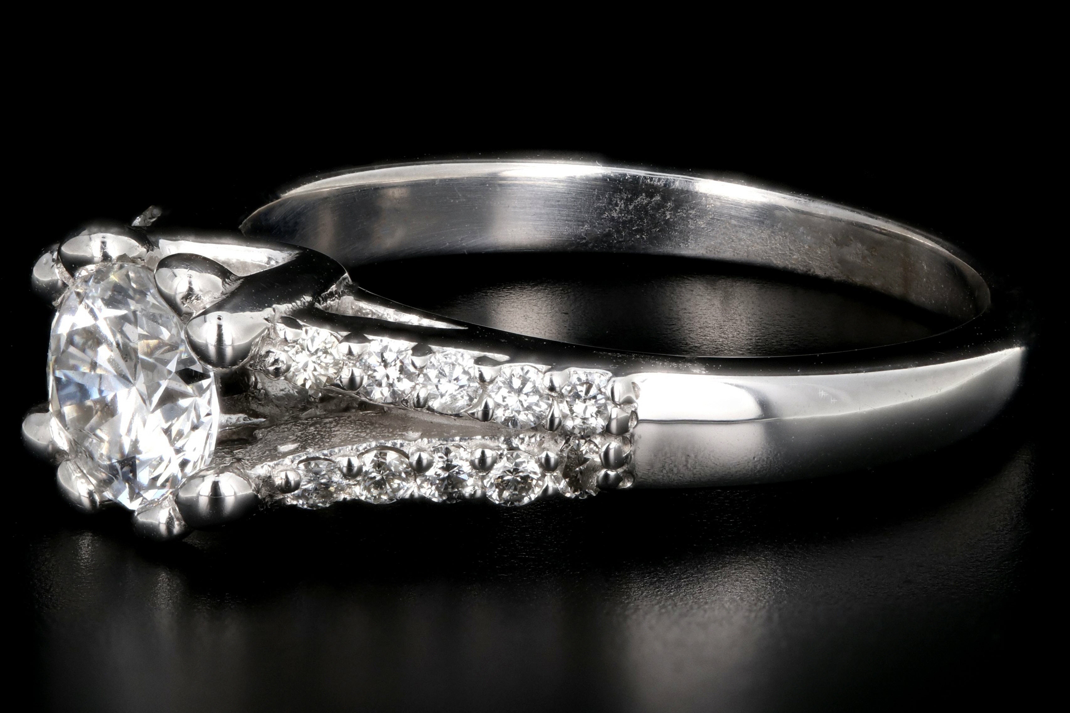 Modern 14K White Gold .73 Carat Round Brilliant Cut Diamond Engagement Ring - Queen May