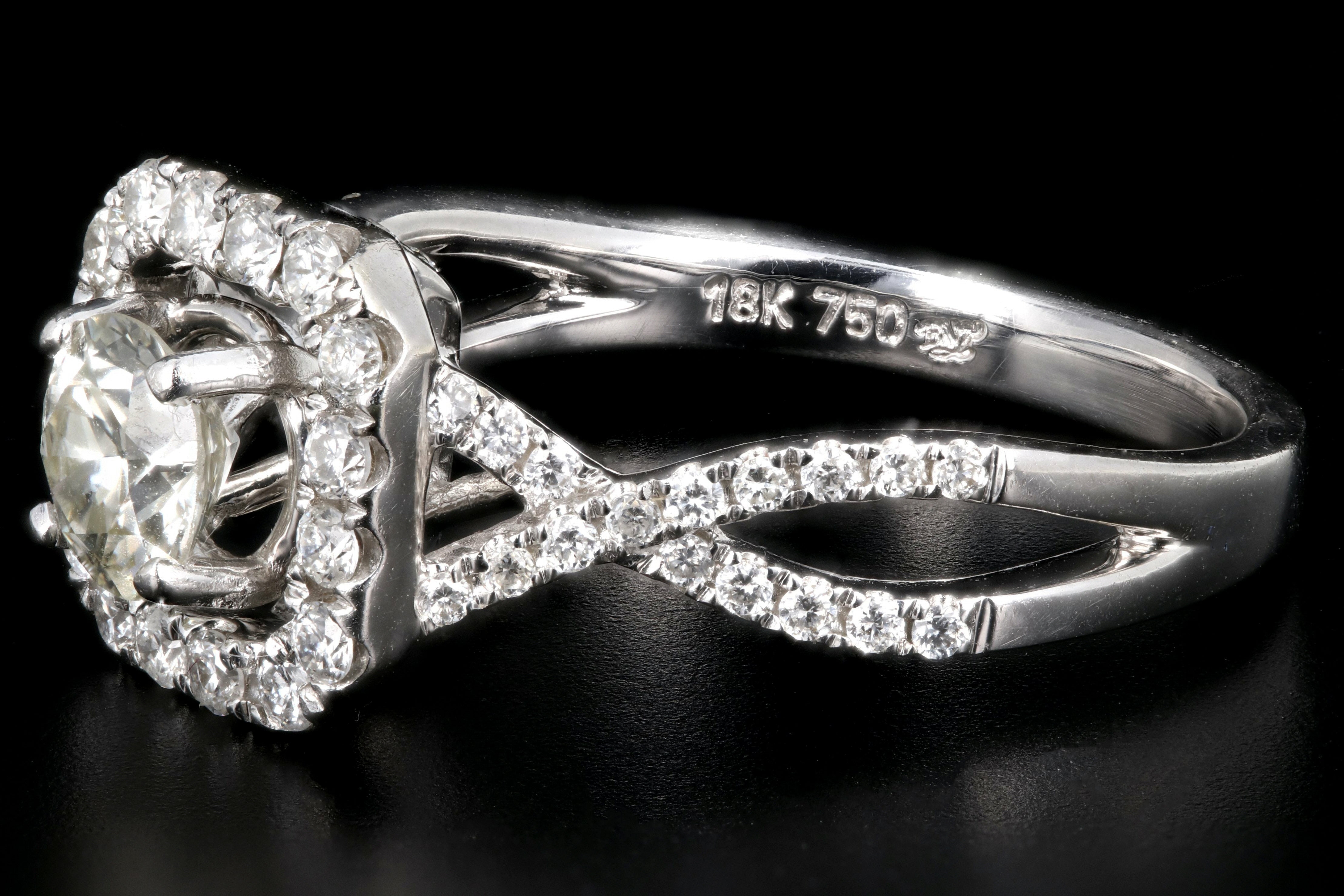 Modern 18K White Gold .56CT Old European Cut Diamond Engagement Ring - Queen May