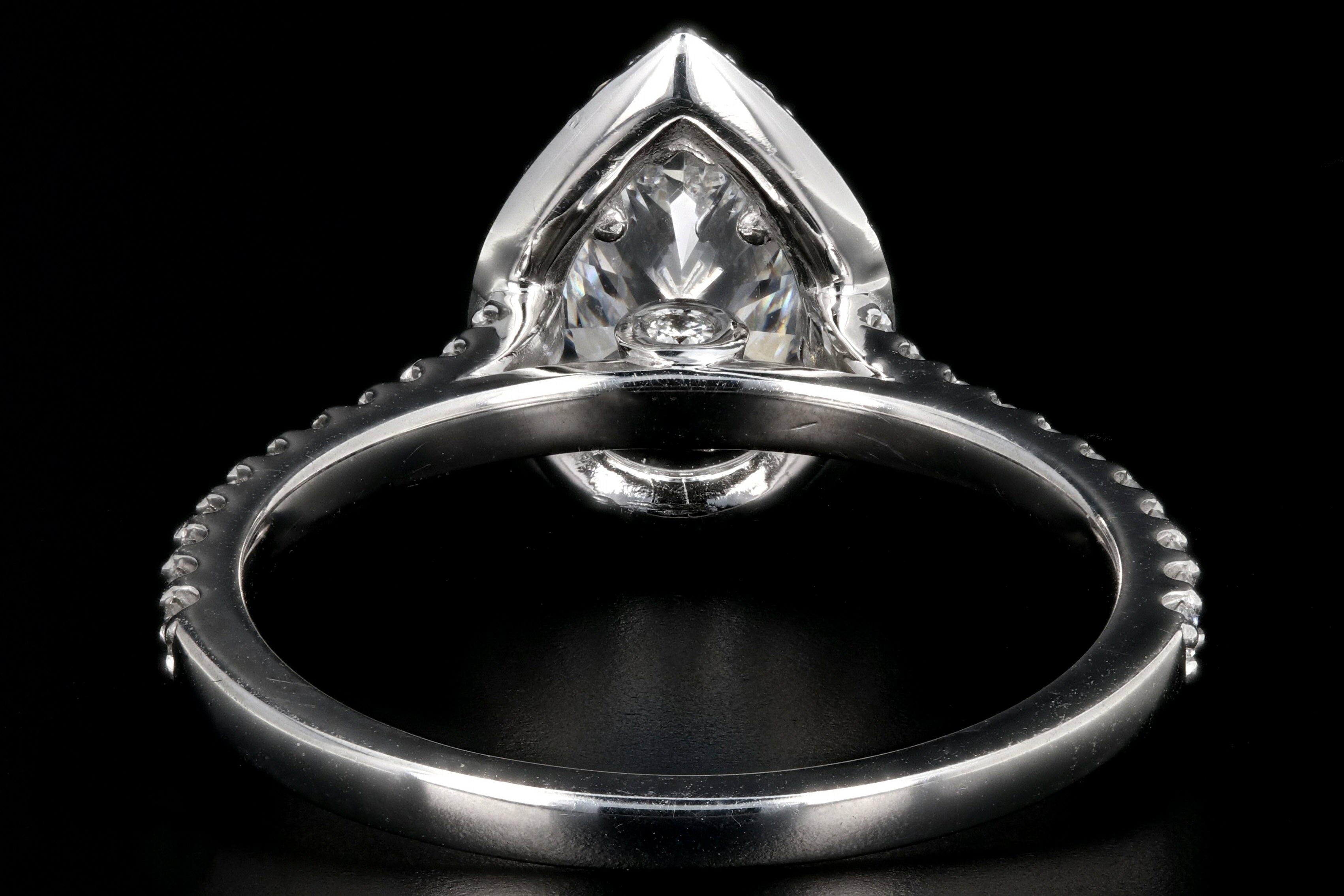 Modern 14K White Gold 1.08CT Pear Cut Diamond Ring GIA Certified - Queen May