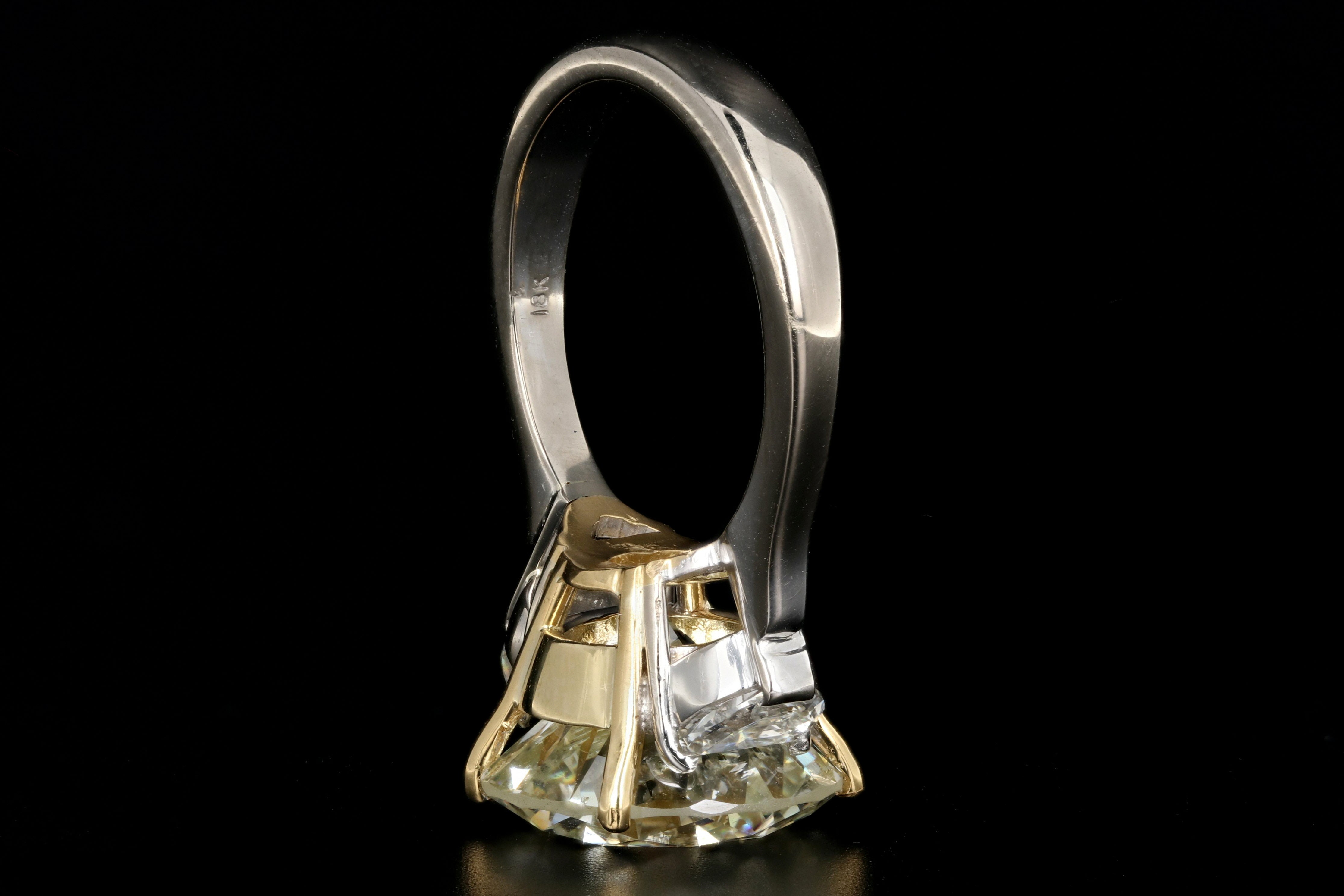 Modern 18K Gold 8.40 Carat Round Cut Diamond With Two Half Moon Cut Diamonds Engagement Ring - Queen May