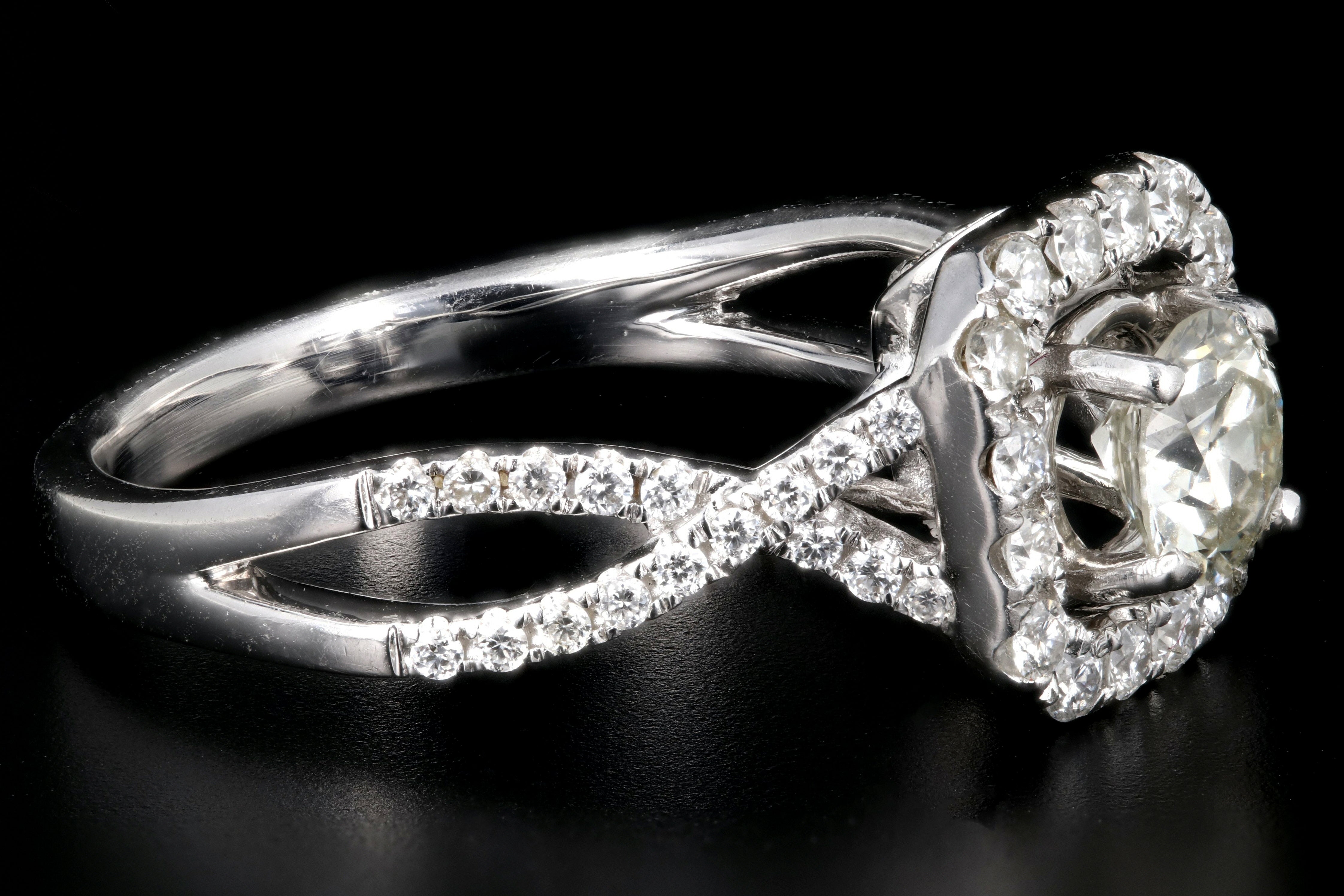 Modern 18K White Gold .56CT Old European Cut Diamond Engagement Ring - Queen May