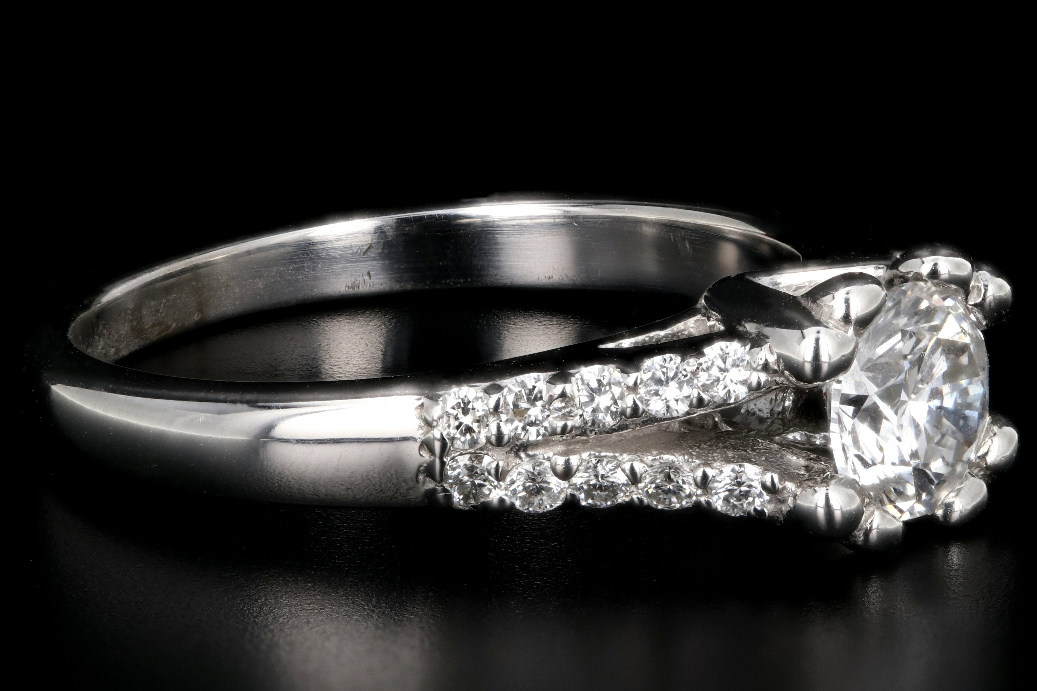 Modern 14K White Gold .73 Carat Round Brilliant Cut Diamond Engagement Ring - Queen May