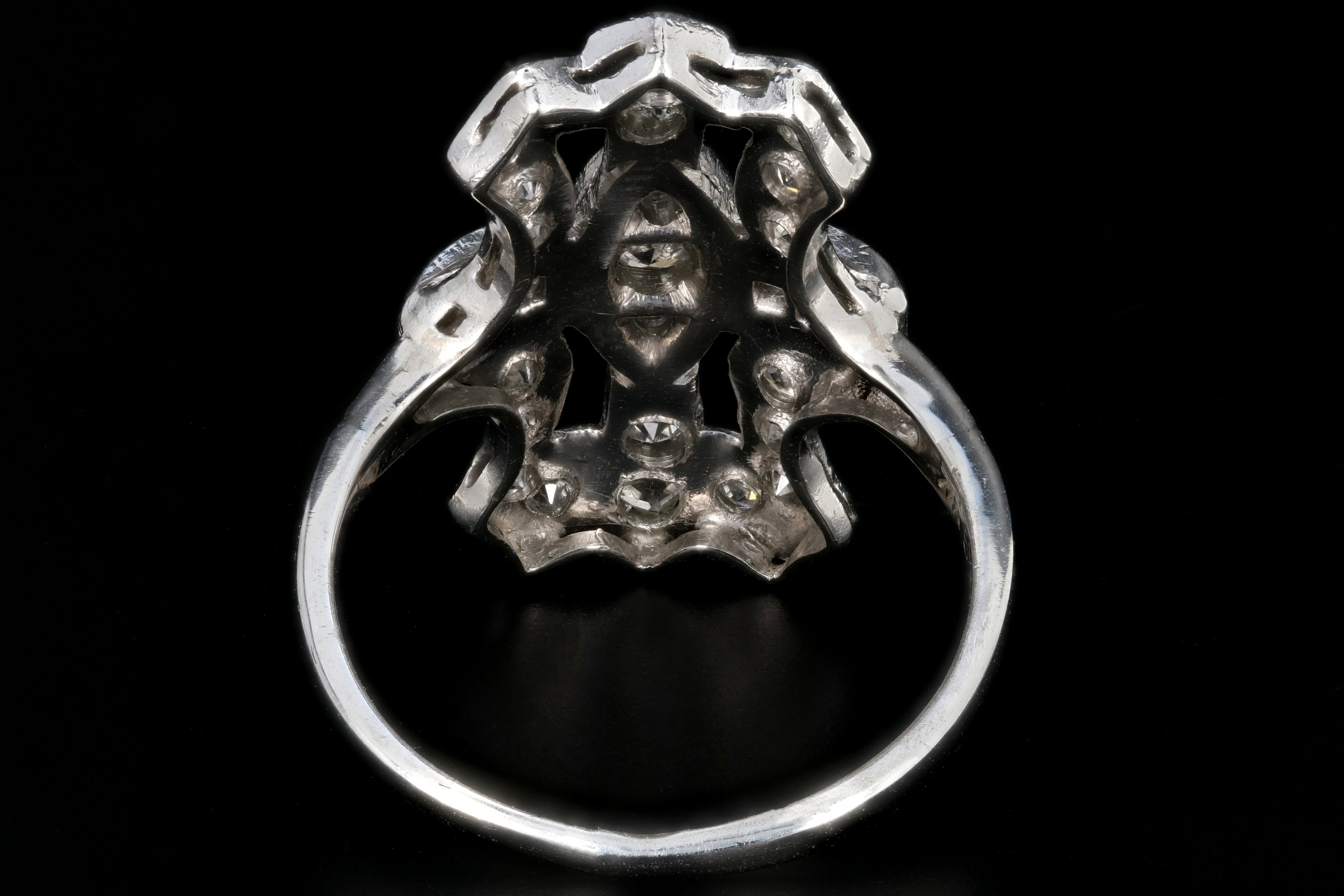 Art Deco Platinum Diamond Shield Ring Size 6.5 - Queen May