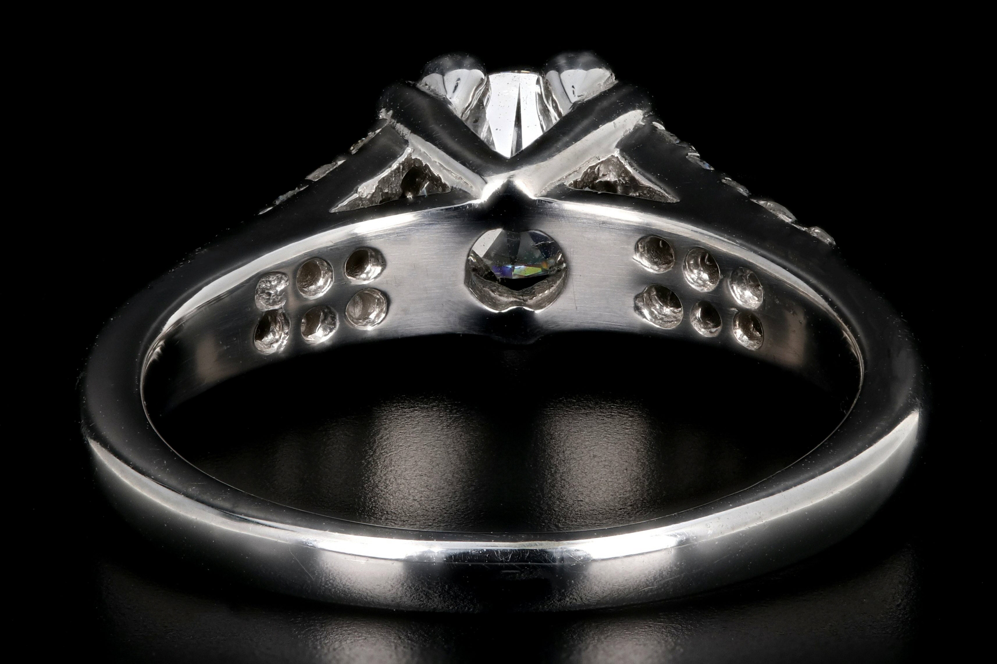 Modern 14K White Gold .73 Carat Round Brilliant Cut Diamond Engagement Ring - Queen May