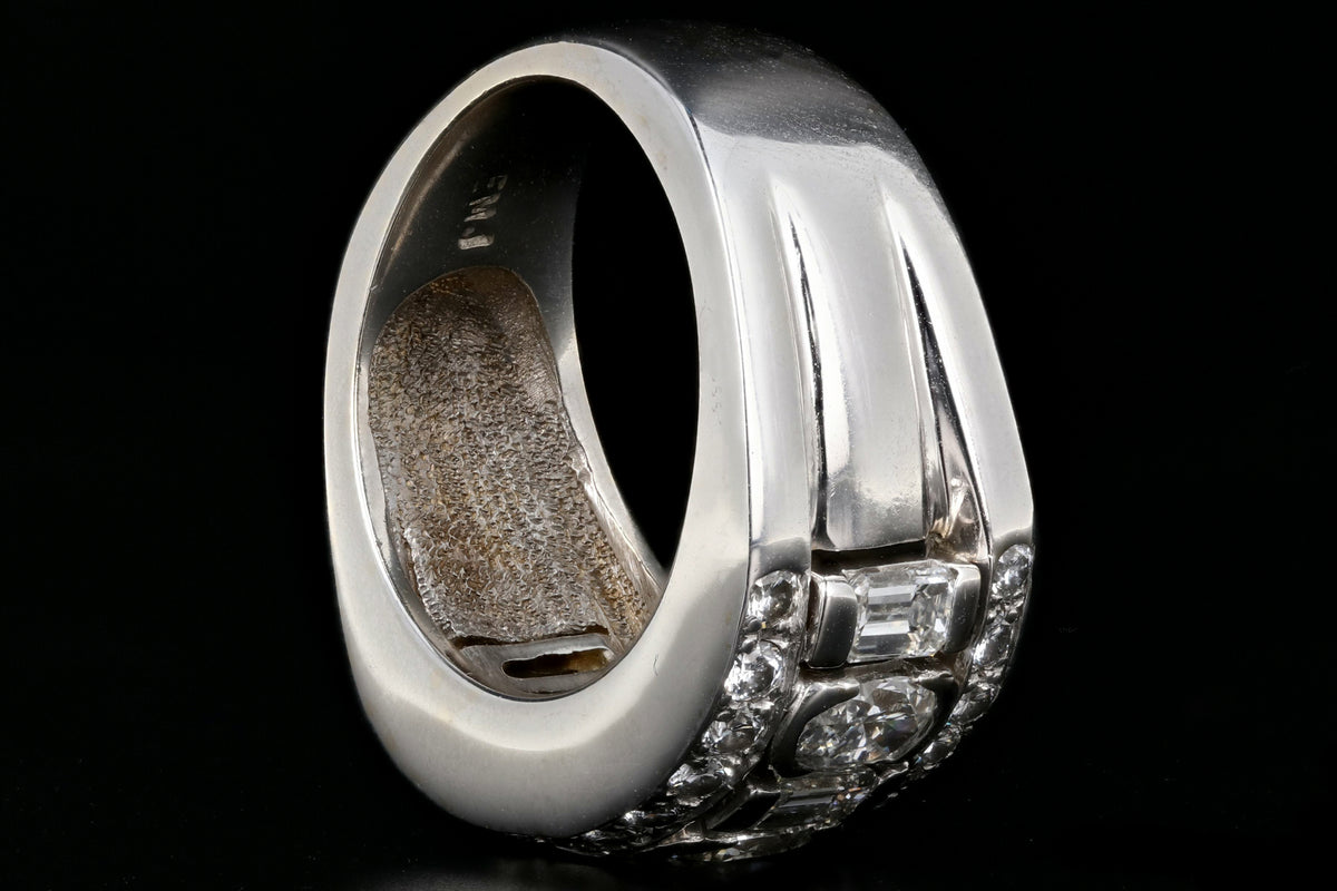 18K White Gold 2.32 Carat Round, Oval, and Emerald Cut Diamond Band - Queen May