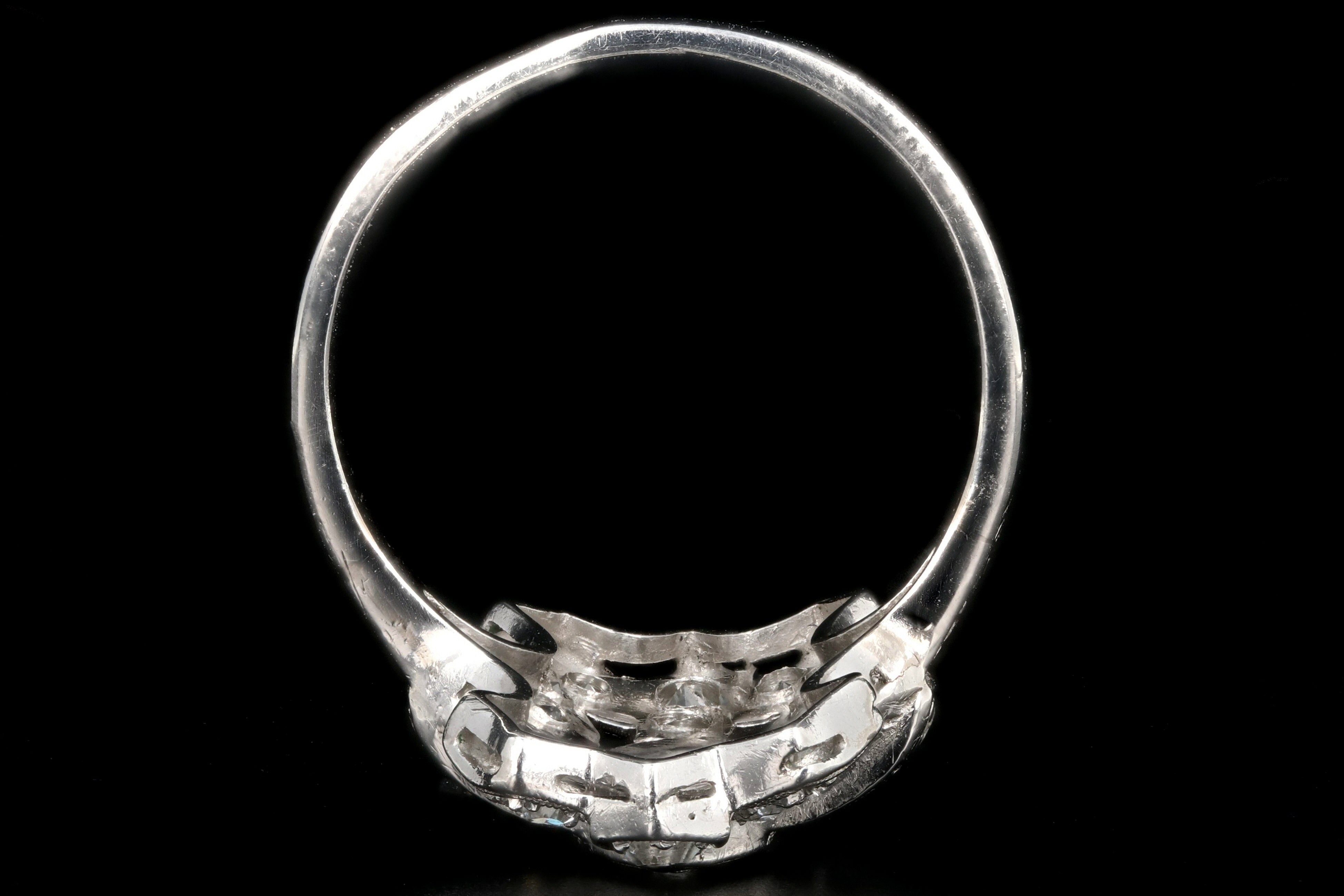 Art Deco Platinum Diamond Shield Ring Size 6.5 - Queen May