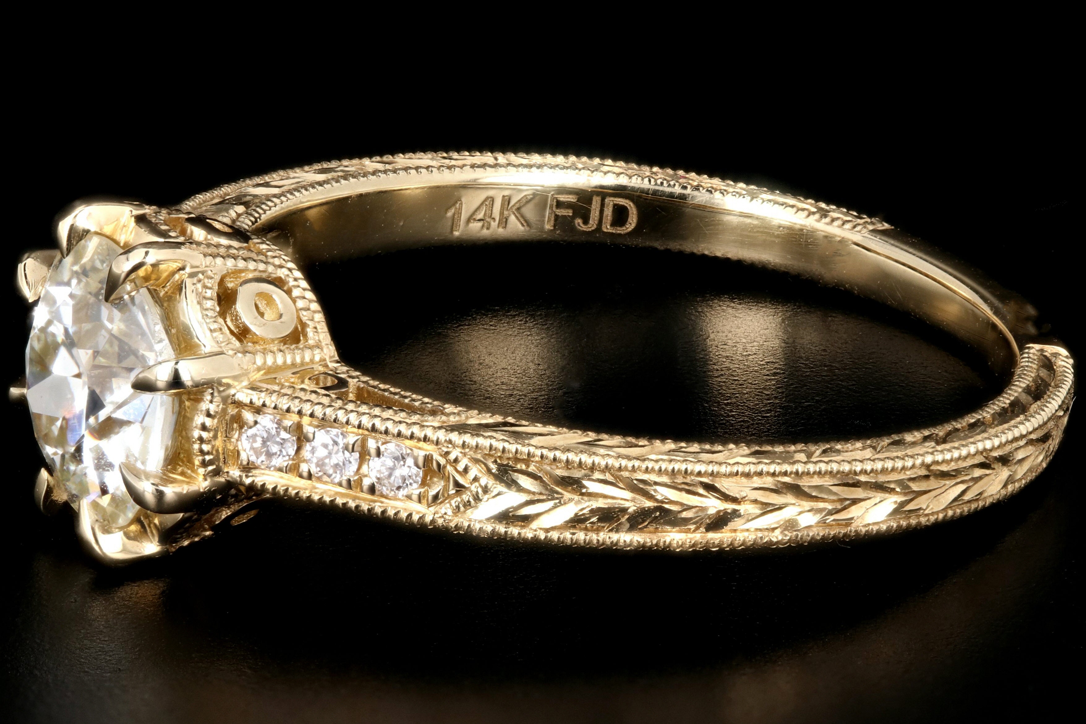 14K Yellow Gold .81 Carat Diamond Ring - Queen May