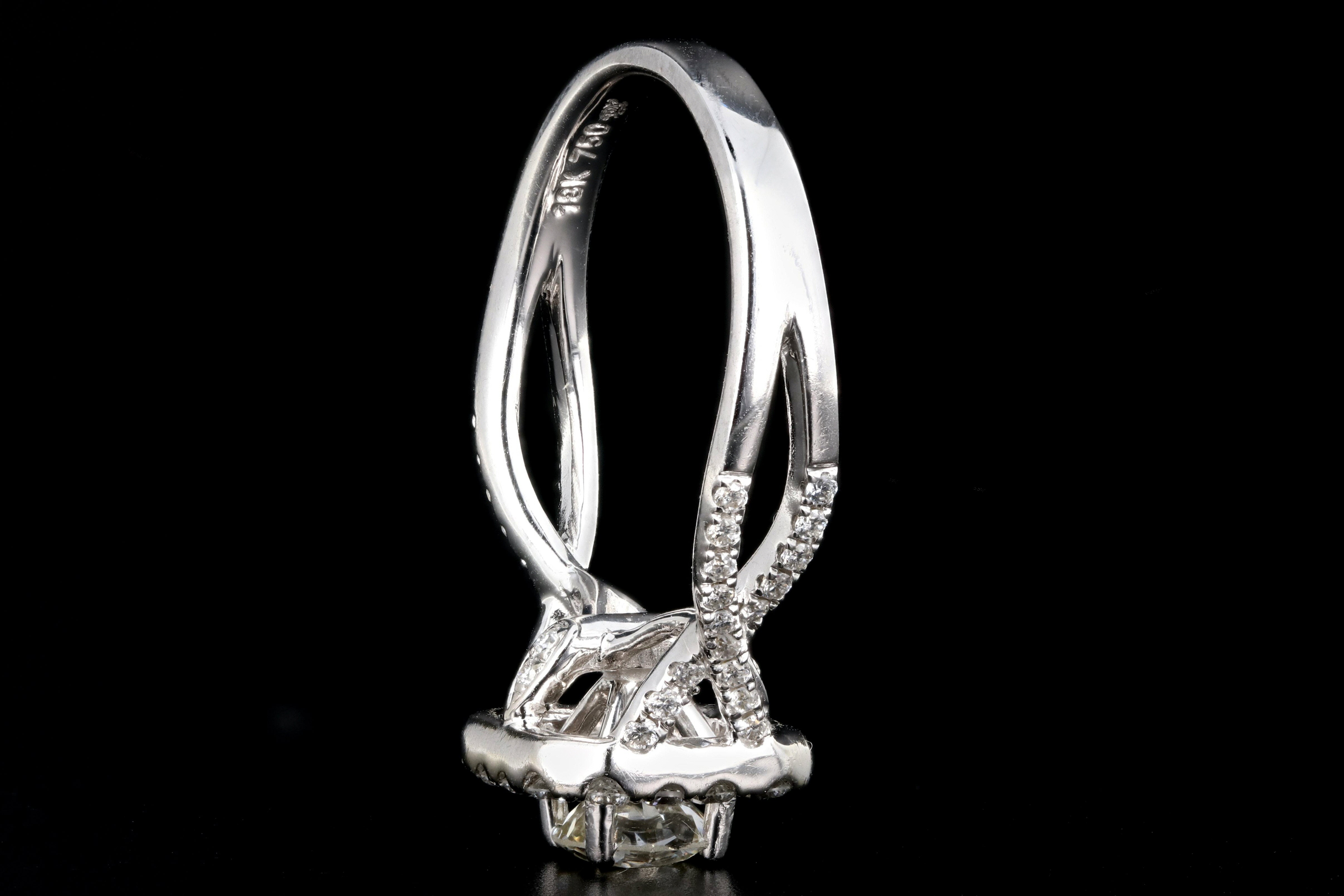 Modern 18K White Gold .56CT Old European Cut Diamond Engagement Ring - Queen May