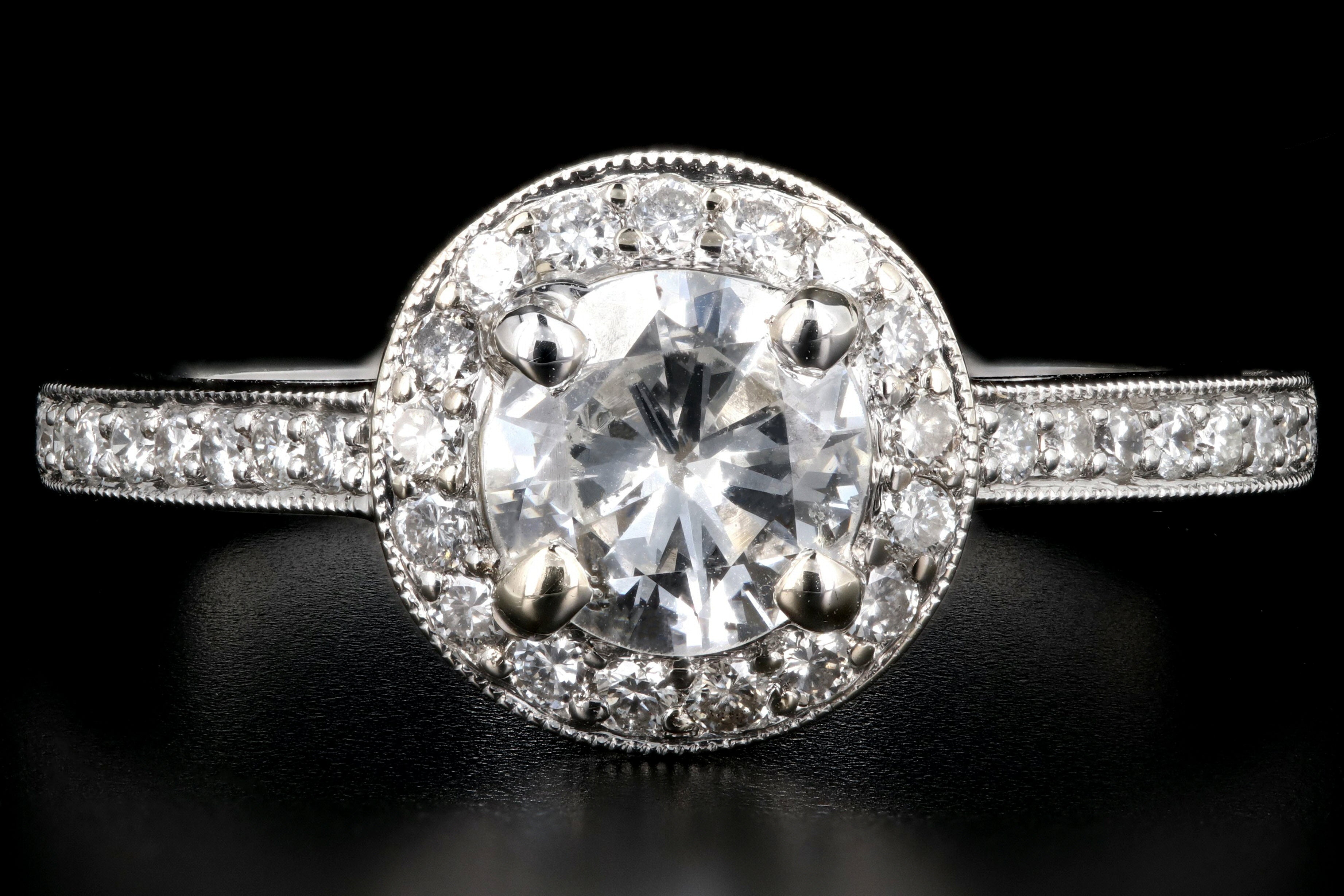 Modern 18K White Gold .59CT Diamond Engagement Ring GIA Certified - Queen May