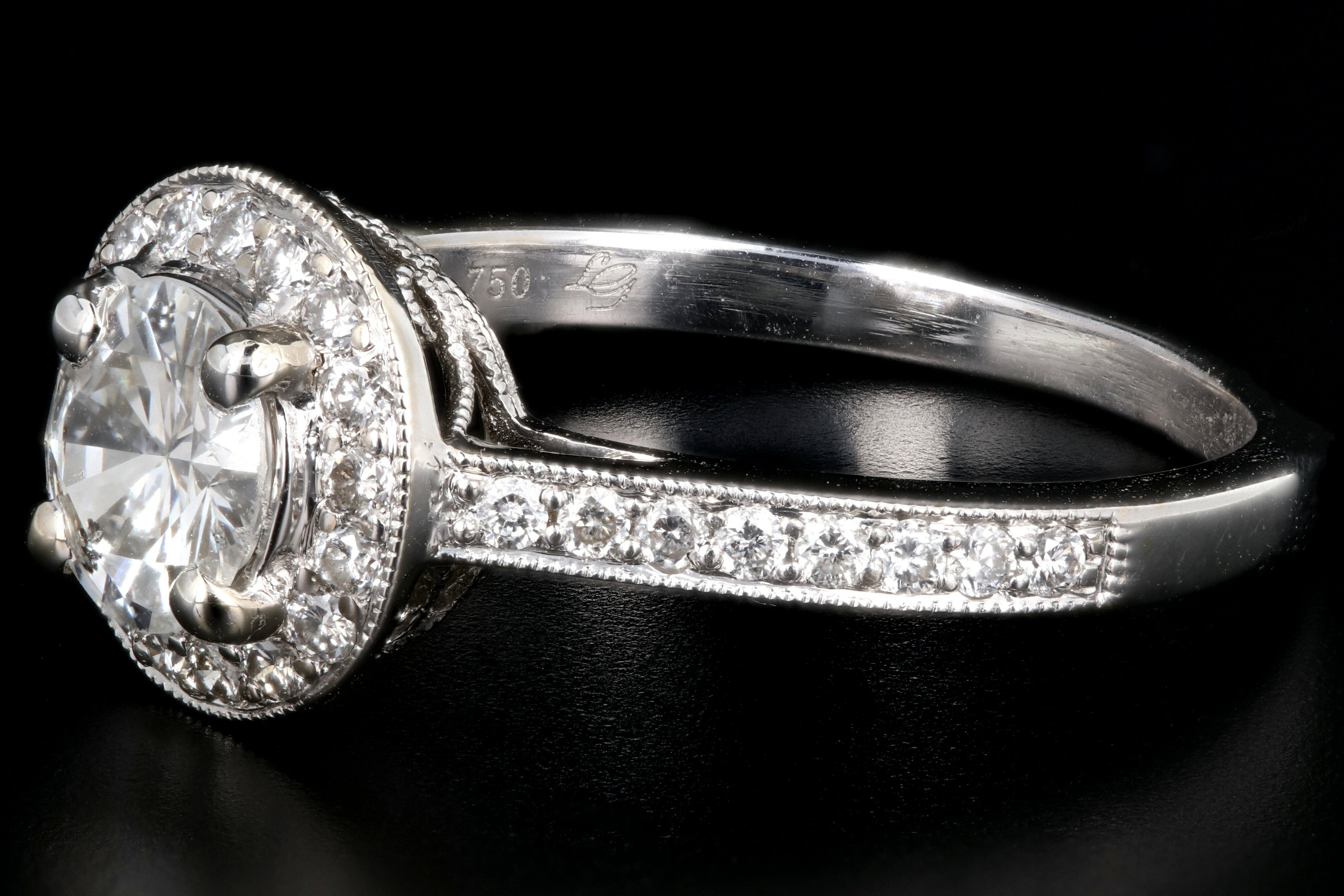 Modern 18K White Gold .59CT Diamond Engagement Ring GIA Certified - Queen May