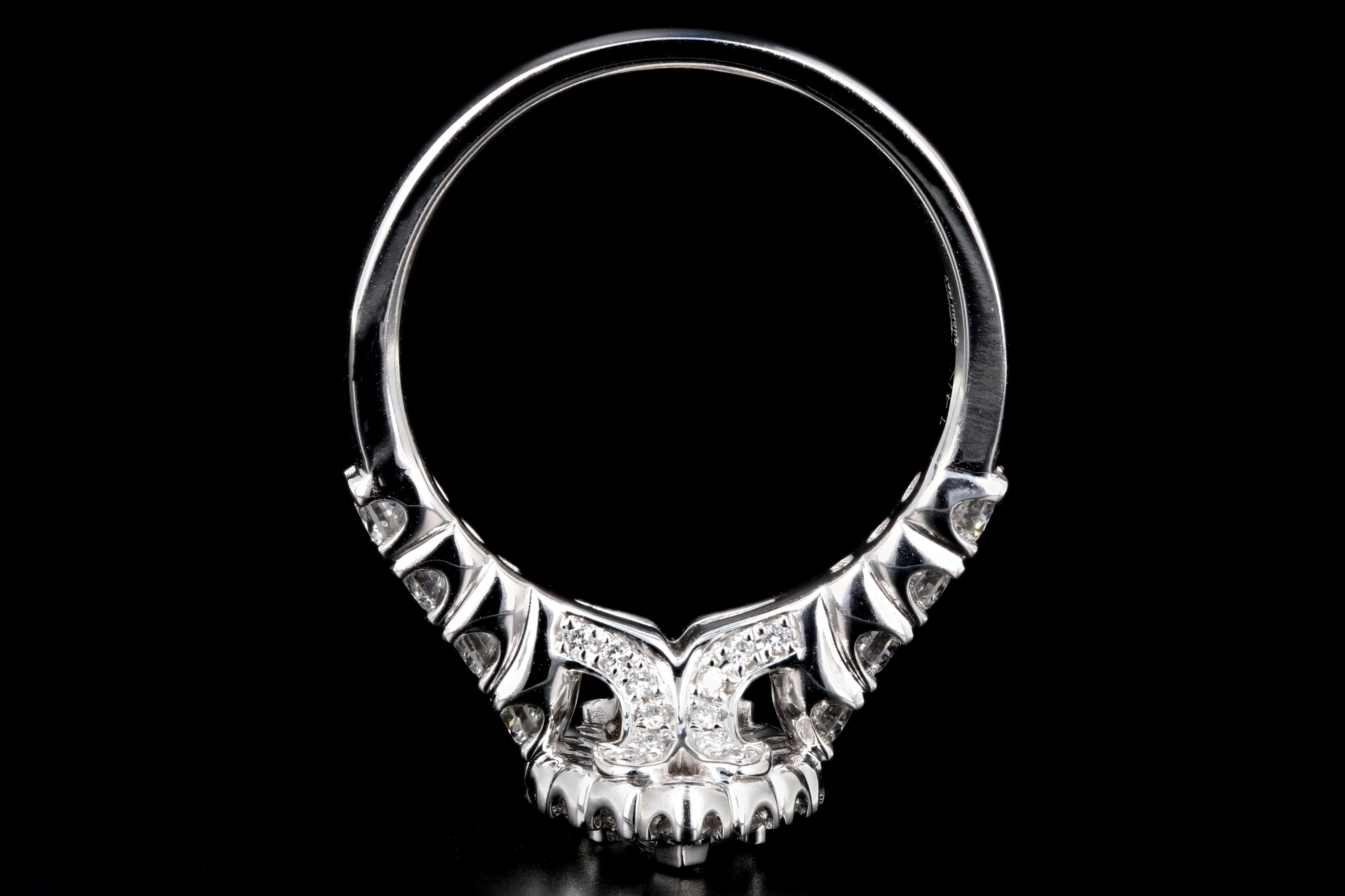 New 14K White Gold .78 Carat Marquise Cut Diamond Halo Engagement Ring GIA Certified - Queen May