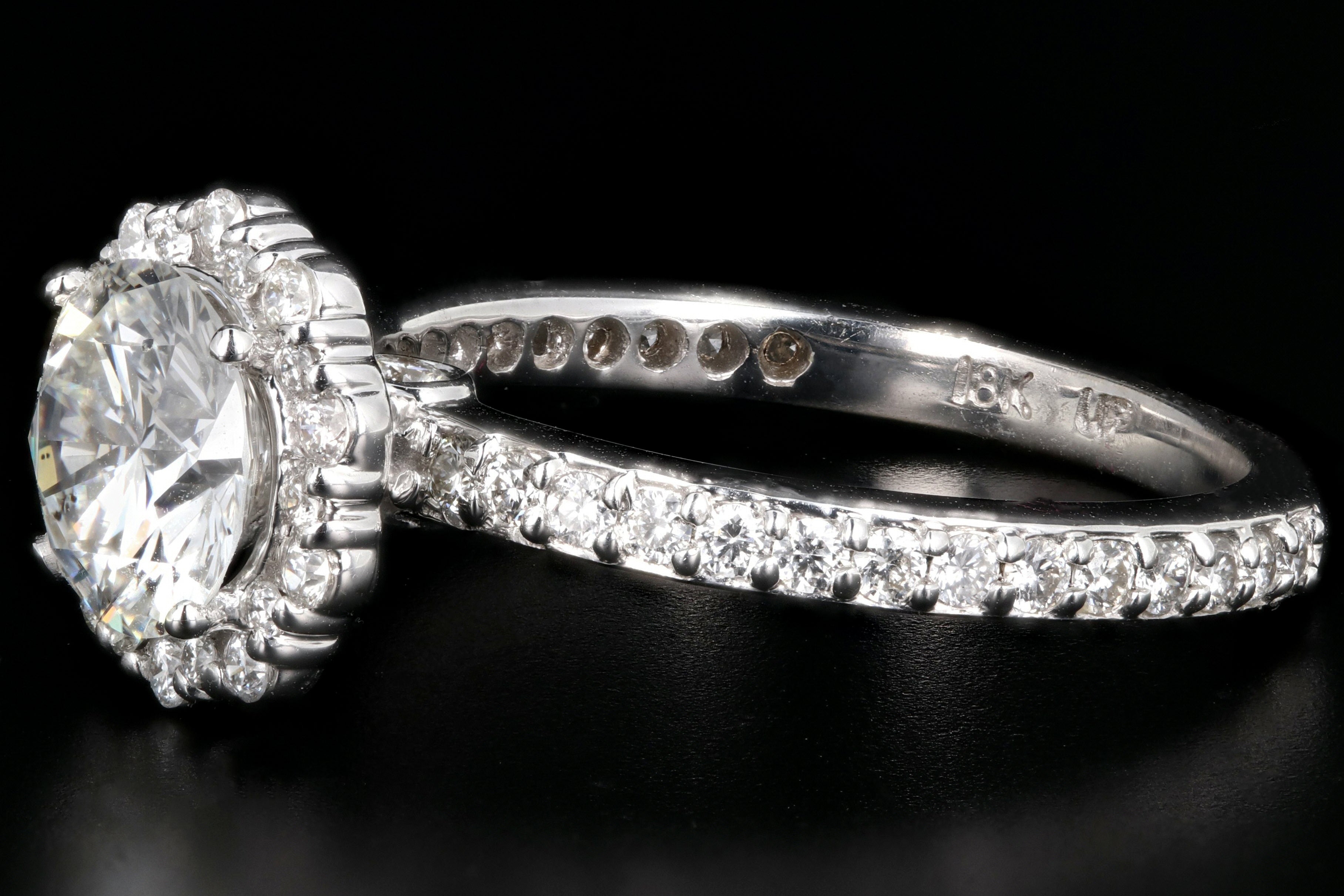 Modern 18K White Gold 1.26CT Round Brilliant Cut Diamond Engagement Ring GIA Certified - Queen May