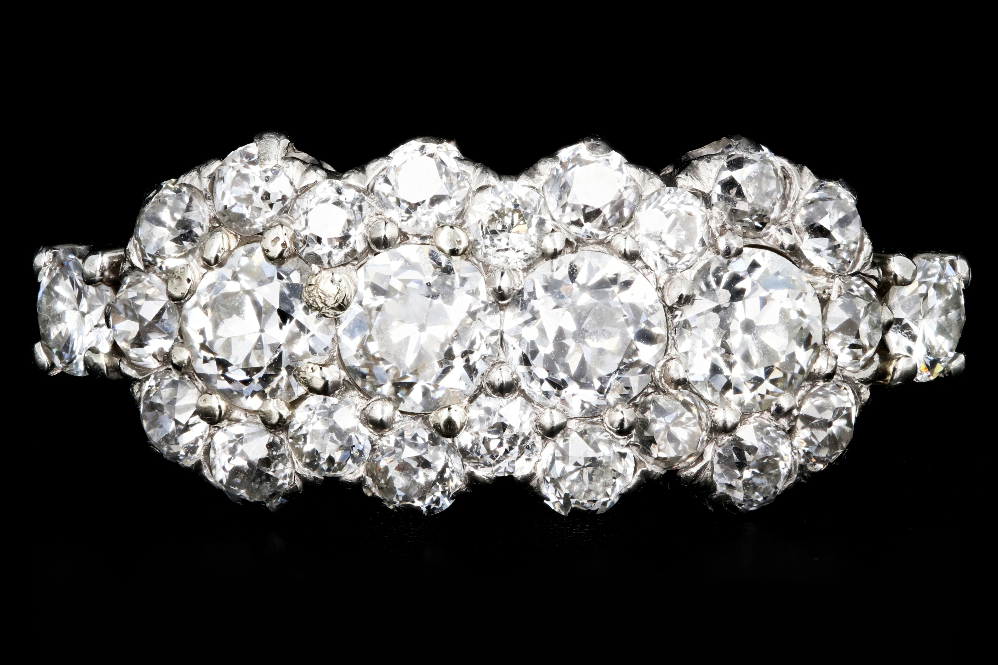 Edwardian 18K White Gold 2 Carat Old European Cut Diamond Band - Queen May