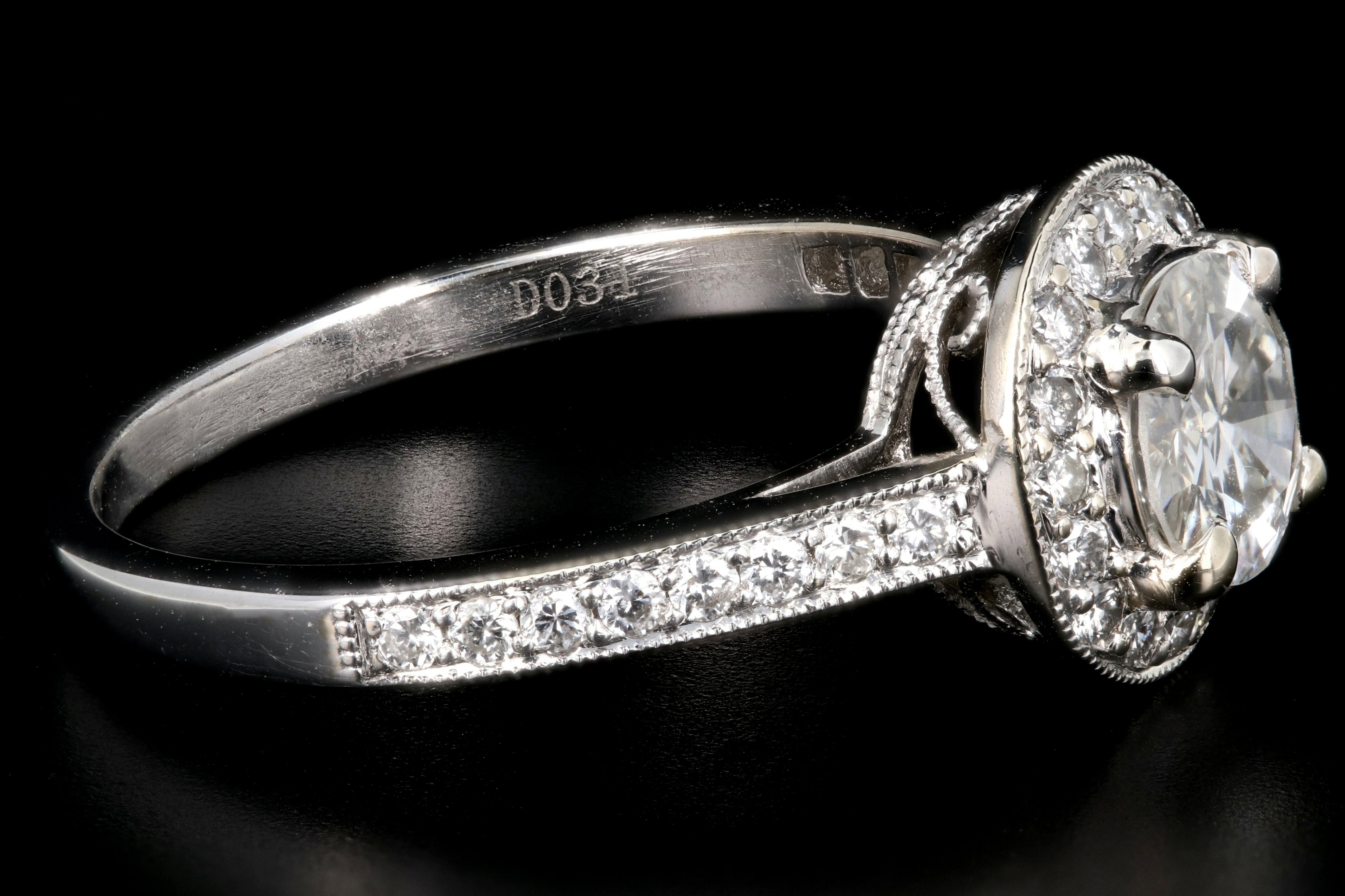 Modern 18K White Gold .59CT Diamond Engagement Ring GIA Certified - Queen May