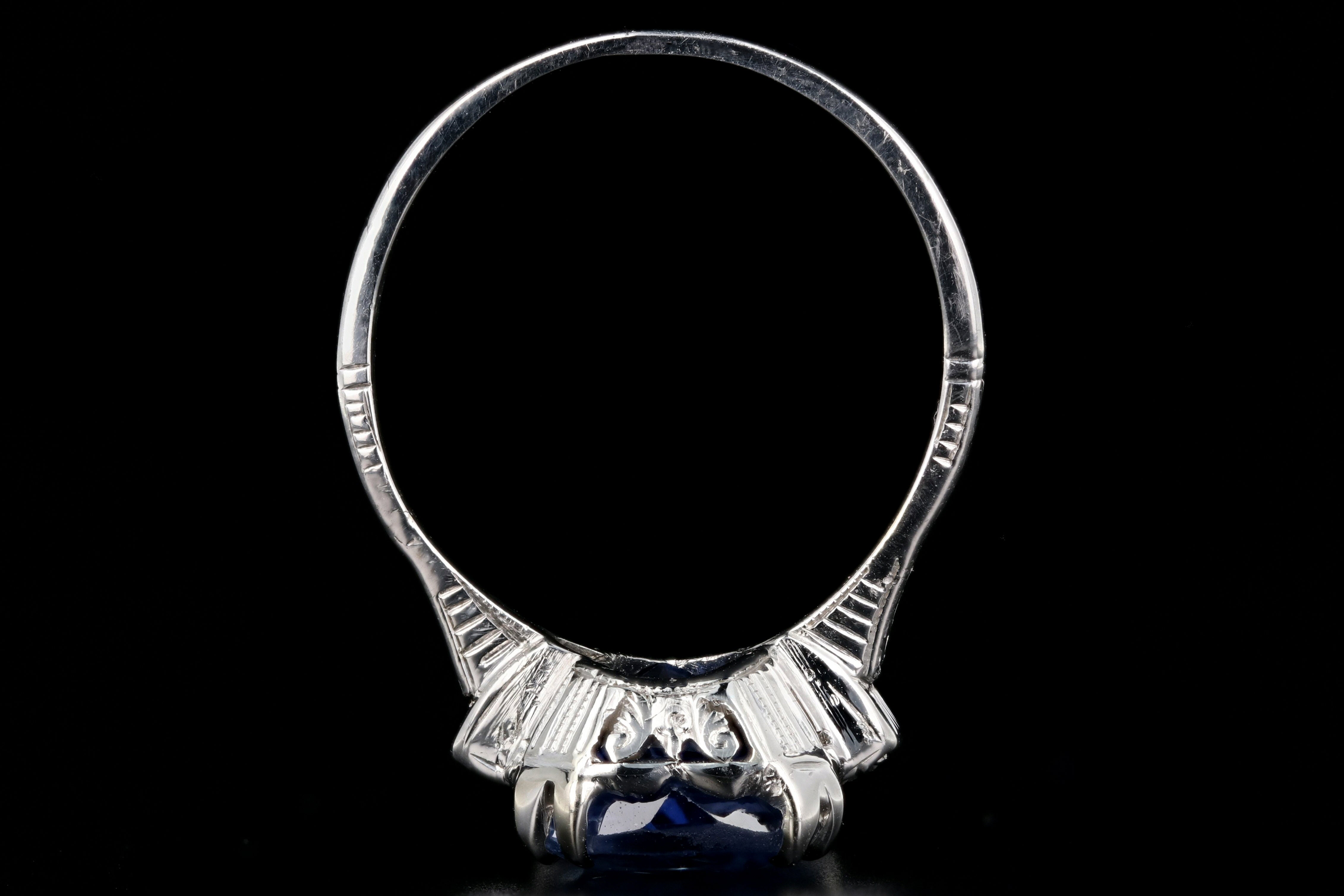 Art Deco Platinum 5.5 Carat Natural No Heat Ceylon Sapphire Ring GIA Certified - Queen May