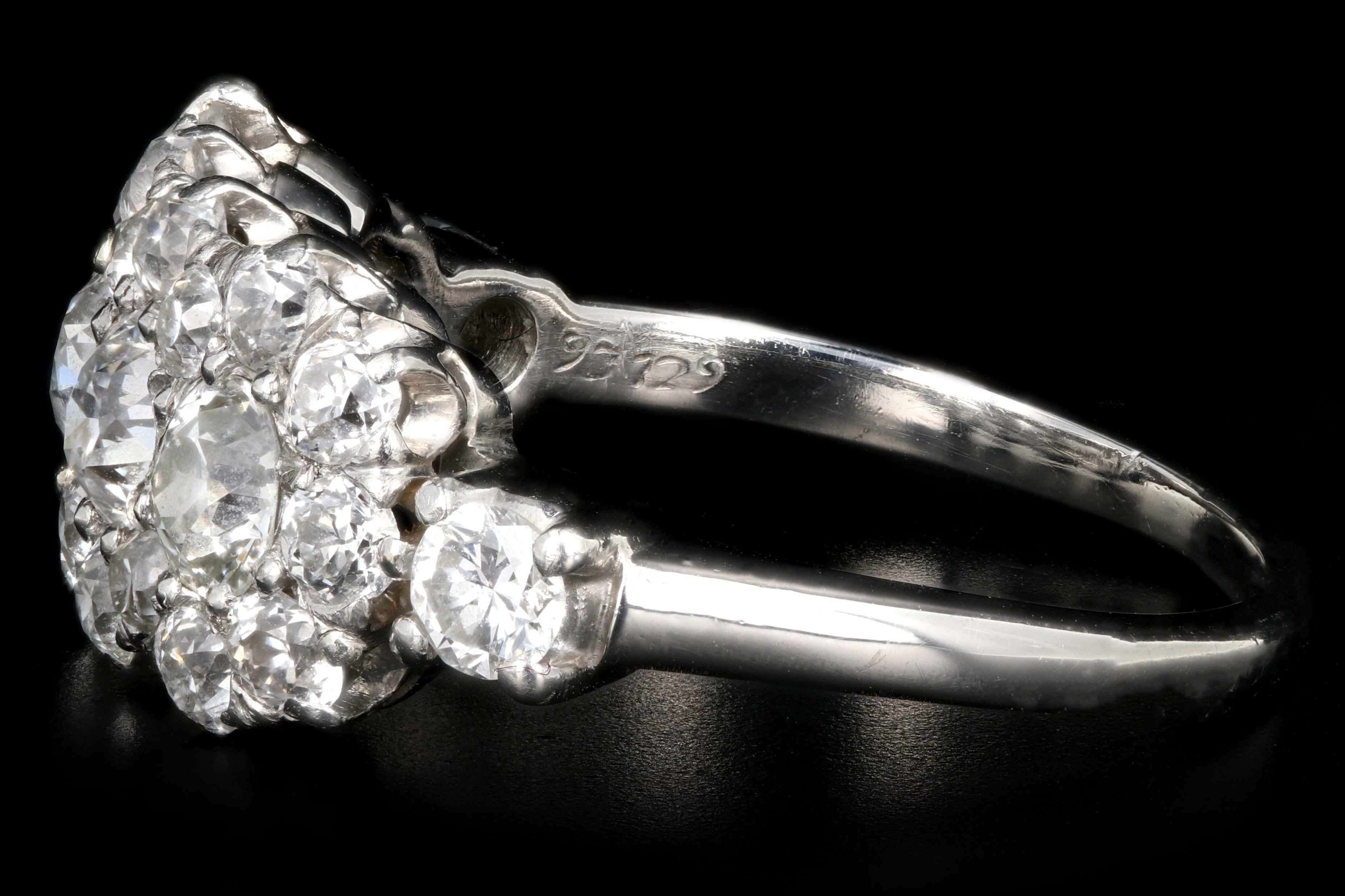 Edwardian 18K White Gold 2 Carat Old European Cut Diamond Band - Queen May