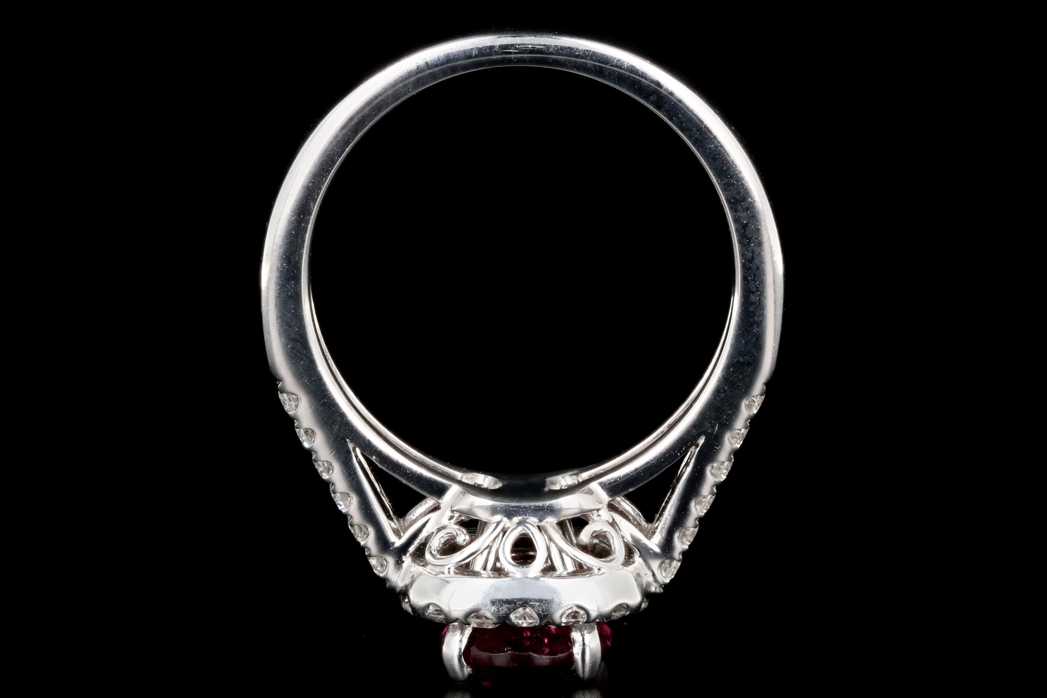 New 18K White Gold 1.85 Carat Rubellite Tourmaline and Diamond Ring - Queen May