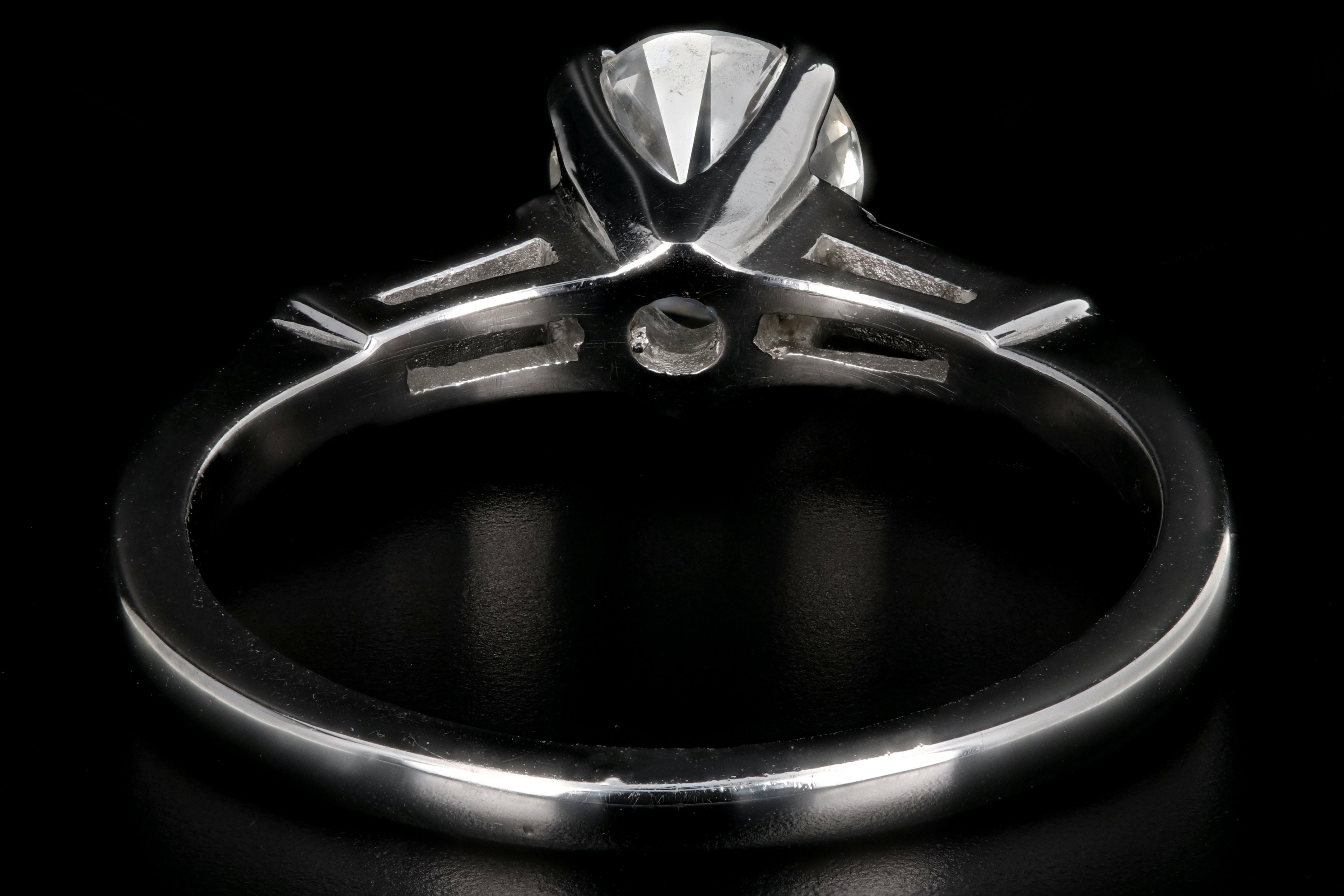 Vintage 14K White Gold .65 Carat Transition Cut Diamond Ring - Queen May