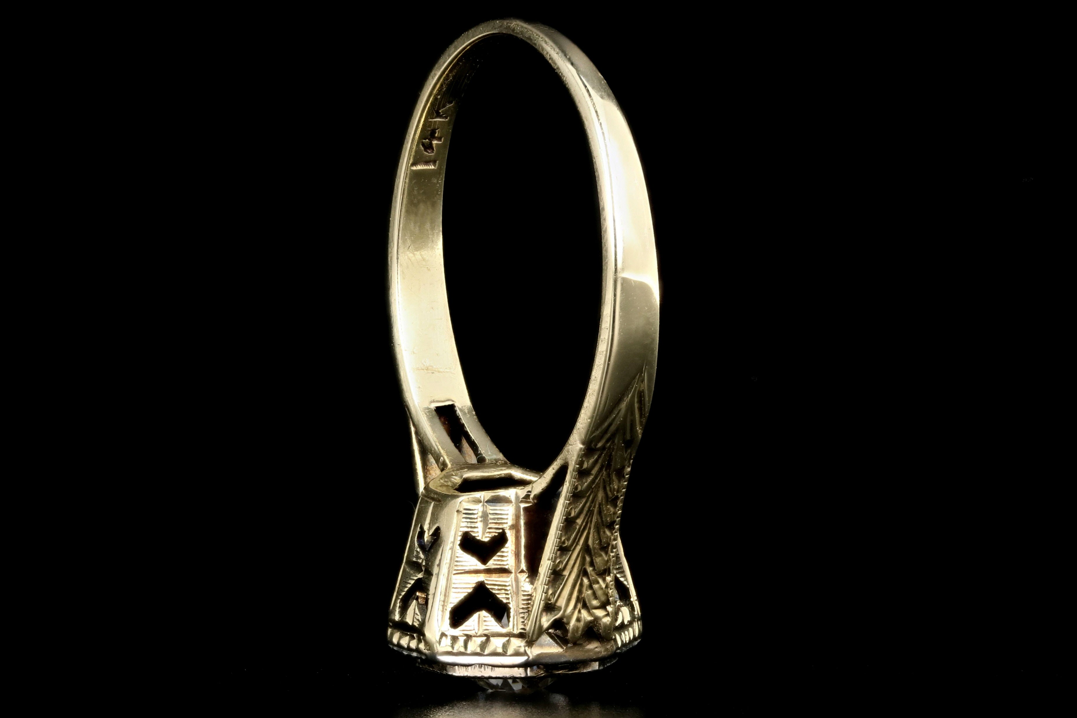 Art Deco 14K .52CT Old European Cut Diamond Engagement Ring - Queen May