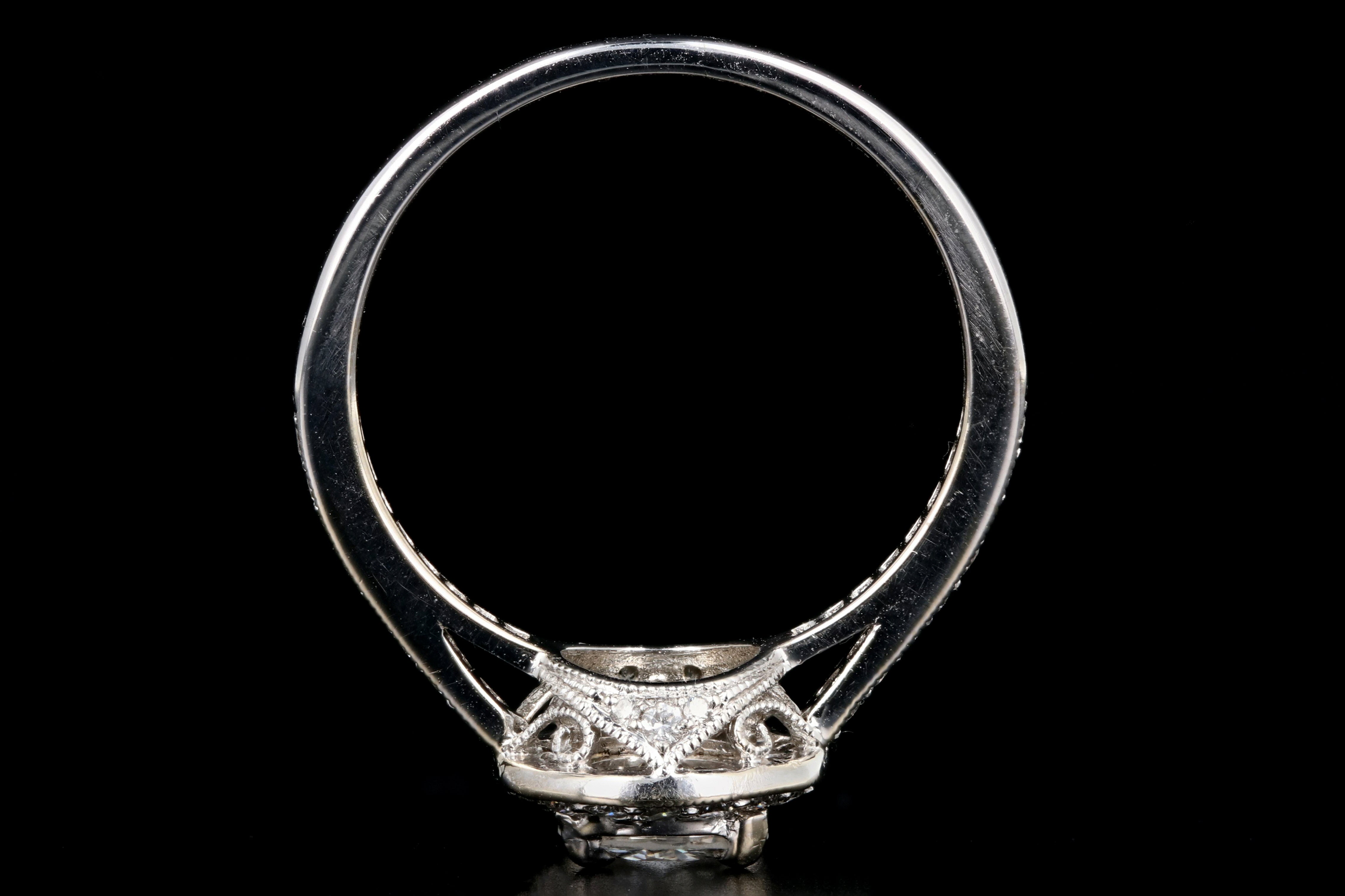 Modern 18K White Gold .59CT Diamond Engagement Ring GIA Certified - Queen May