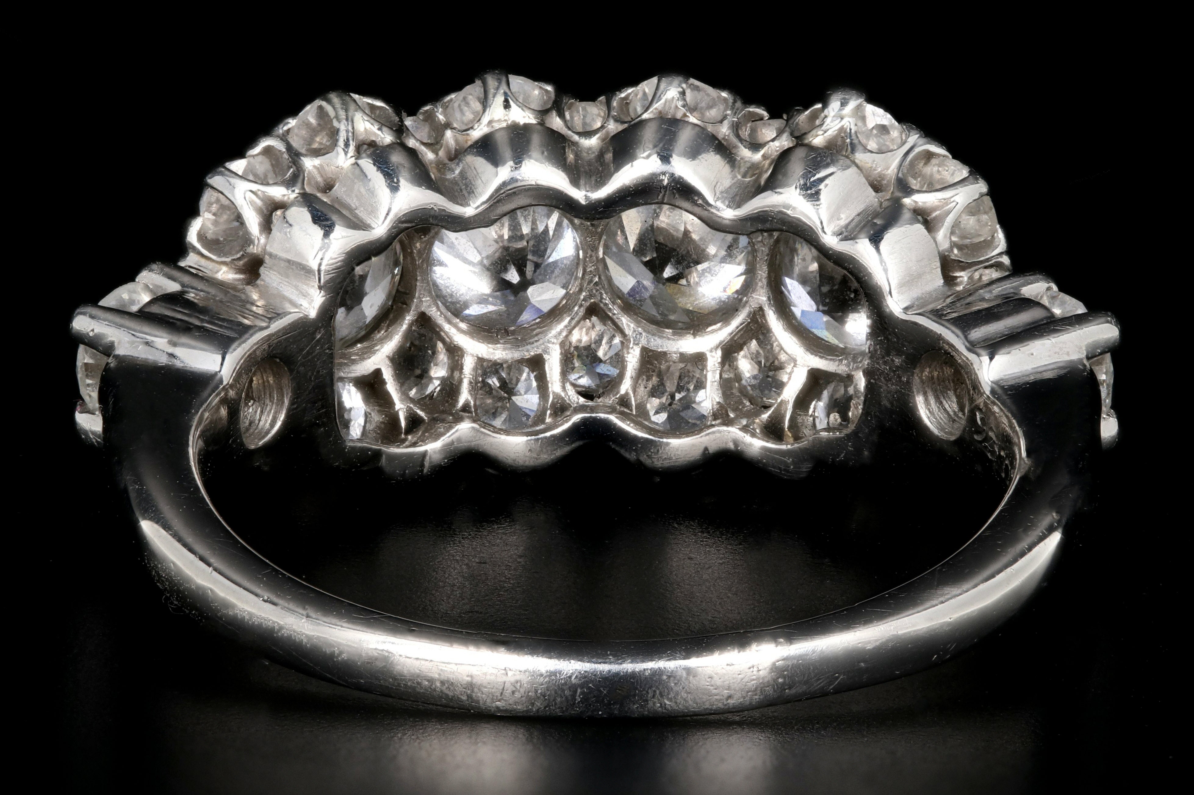 Edwardian 18K White Gold 2 Carat Old European Cut Diamond Band - Queen May