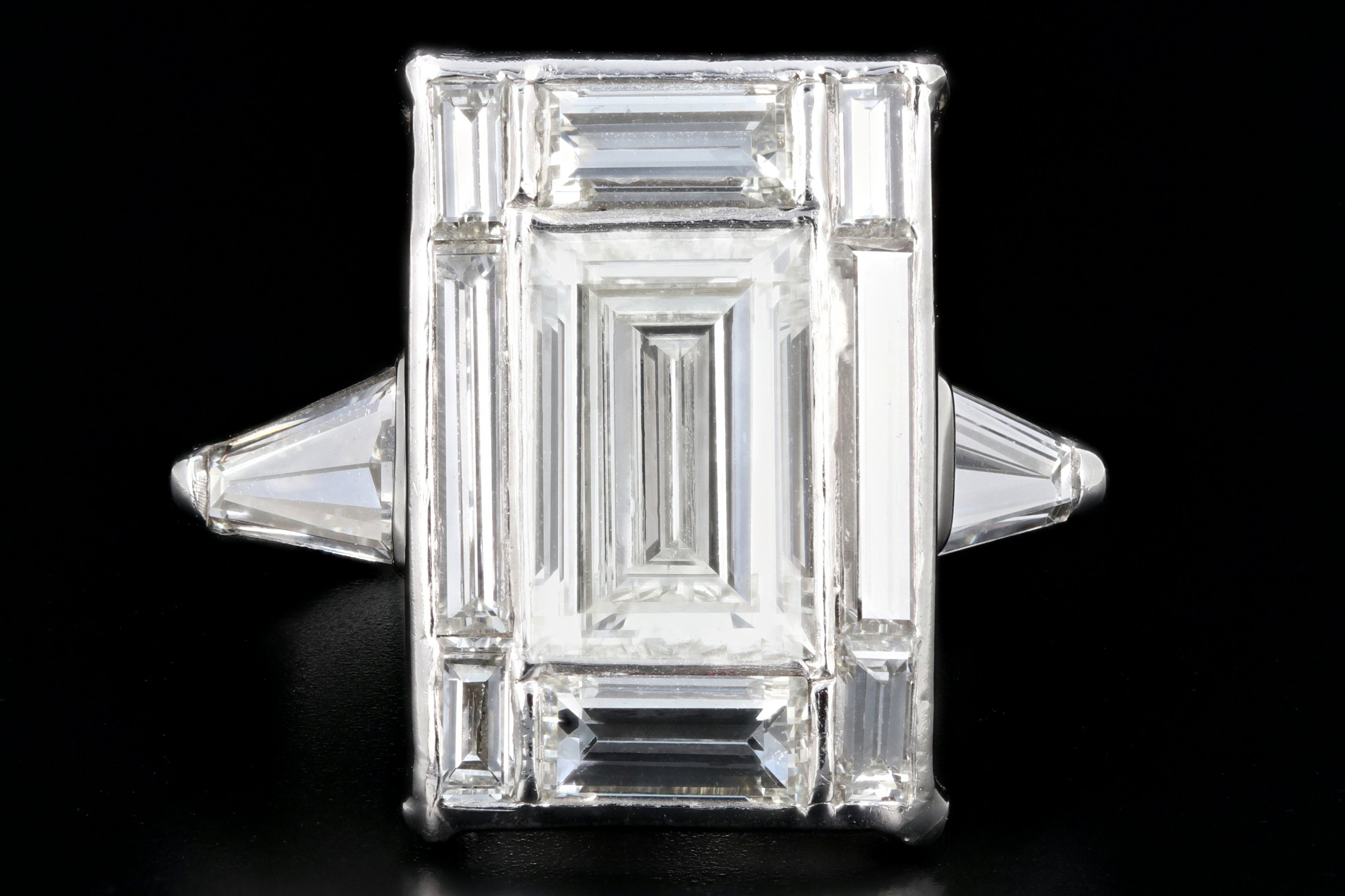 Platinum 1.7 CTR Baguette Diamond 3.45 CTW Engagement Ring - Queen May
