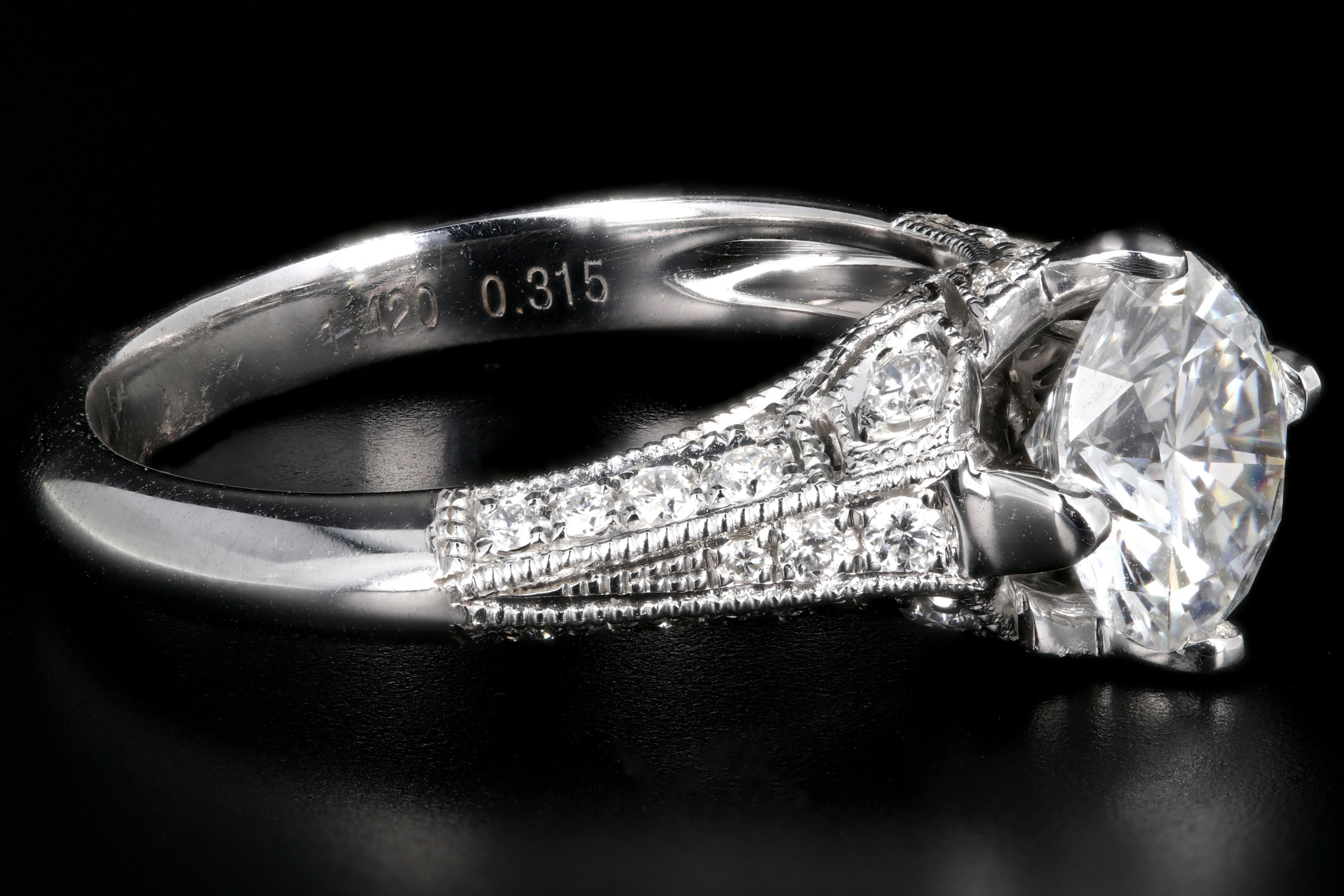Modern 14k White Gold 1.42CT Round Brilliant Cut Diamond Engagement Ring GIA Certified - Queen May
