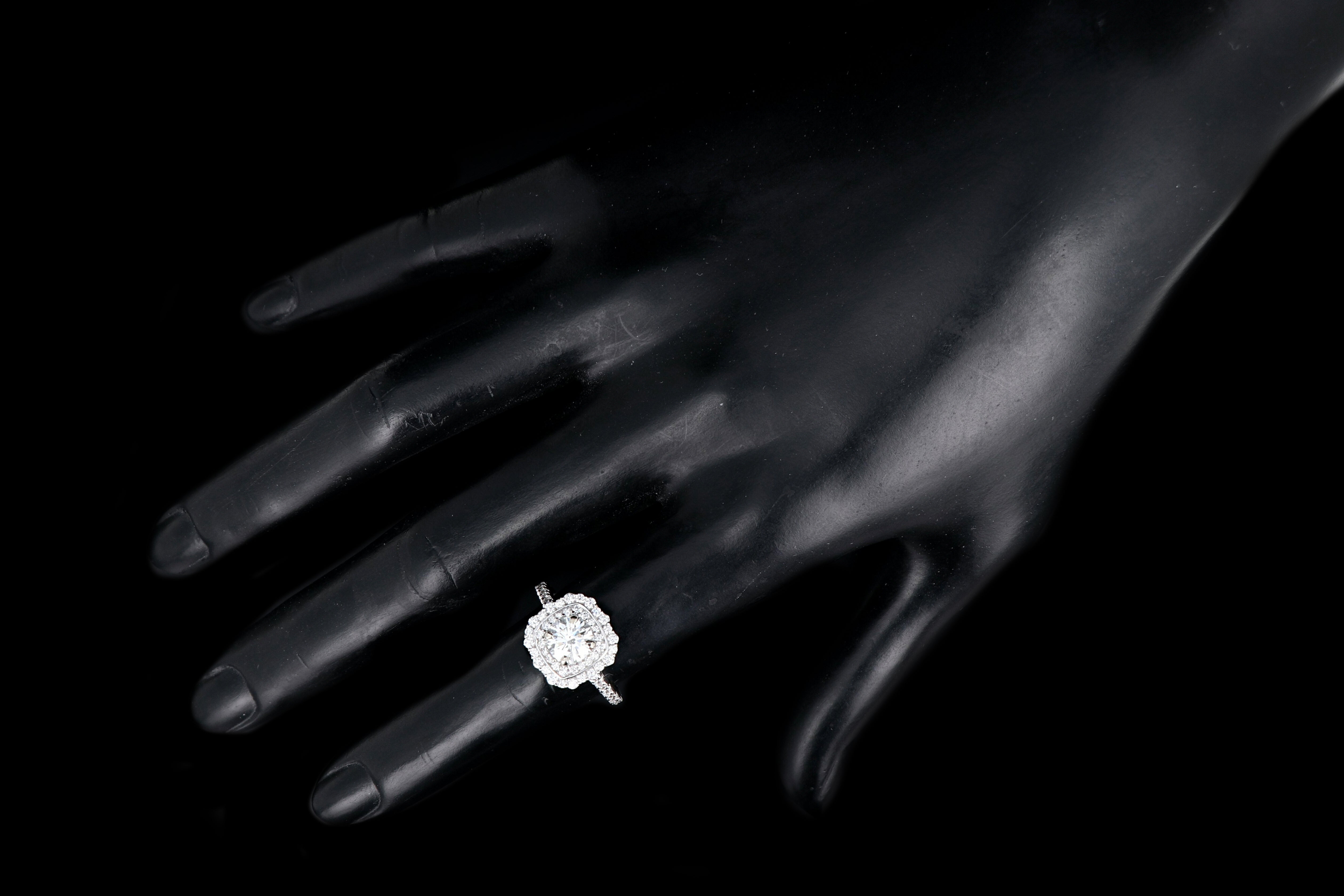New  14K White Gold 1.06 Carat Diamond Halo Engagement Ring - Queen May