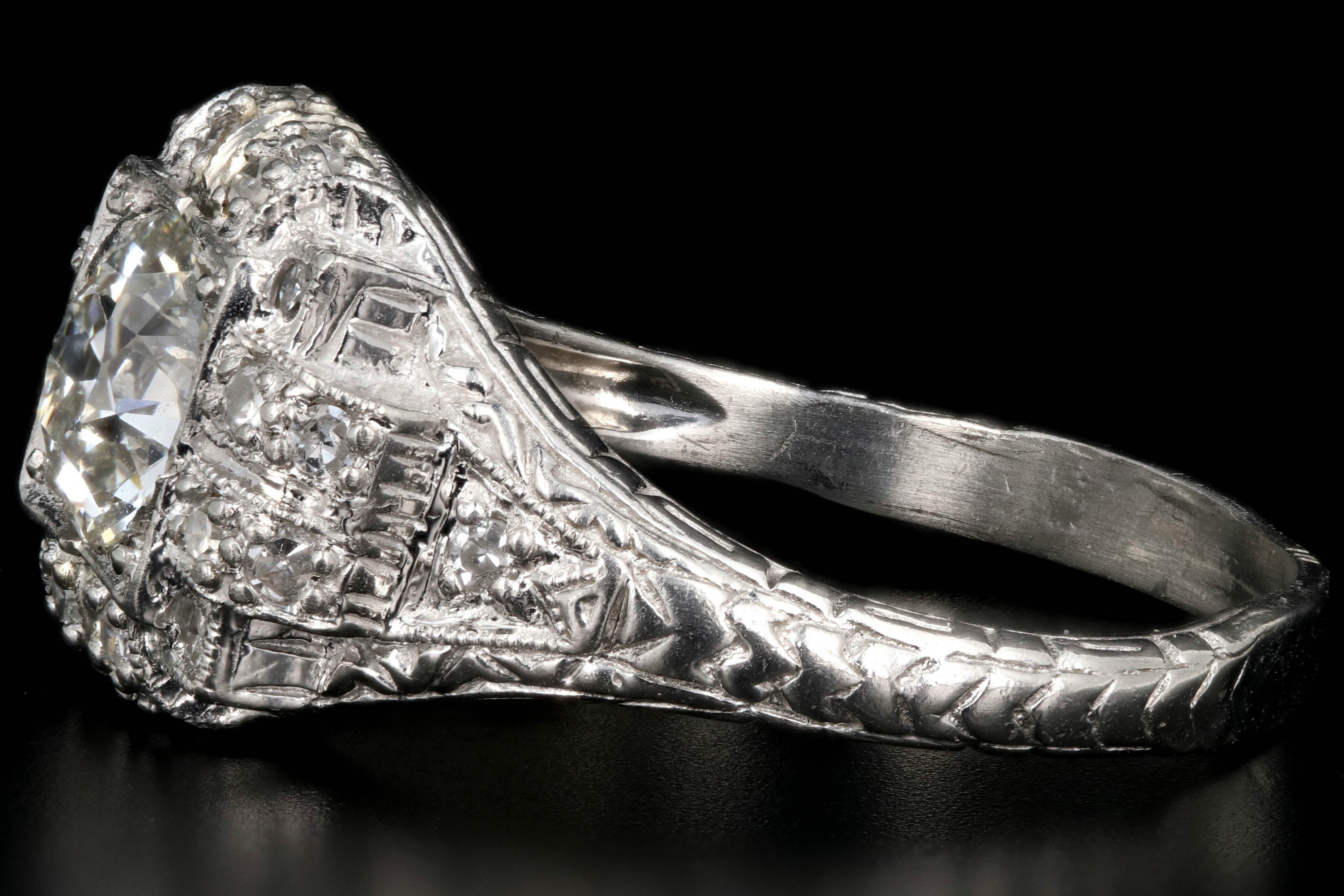 Art Deco Platinum 1.06 Carat Center Old European Cut Diamond Engagement Ring GIA Certified - Queen May