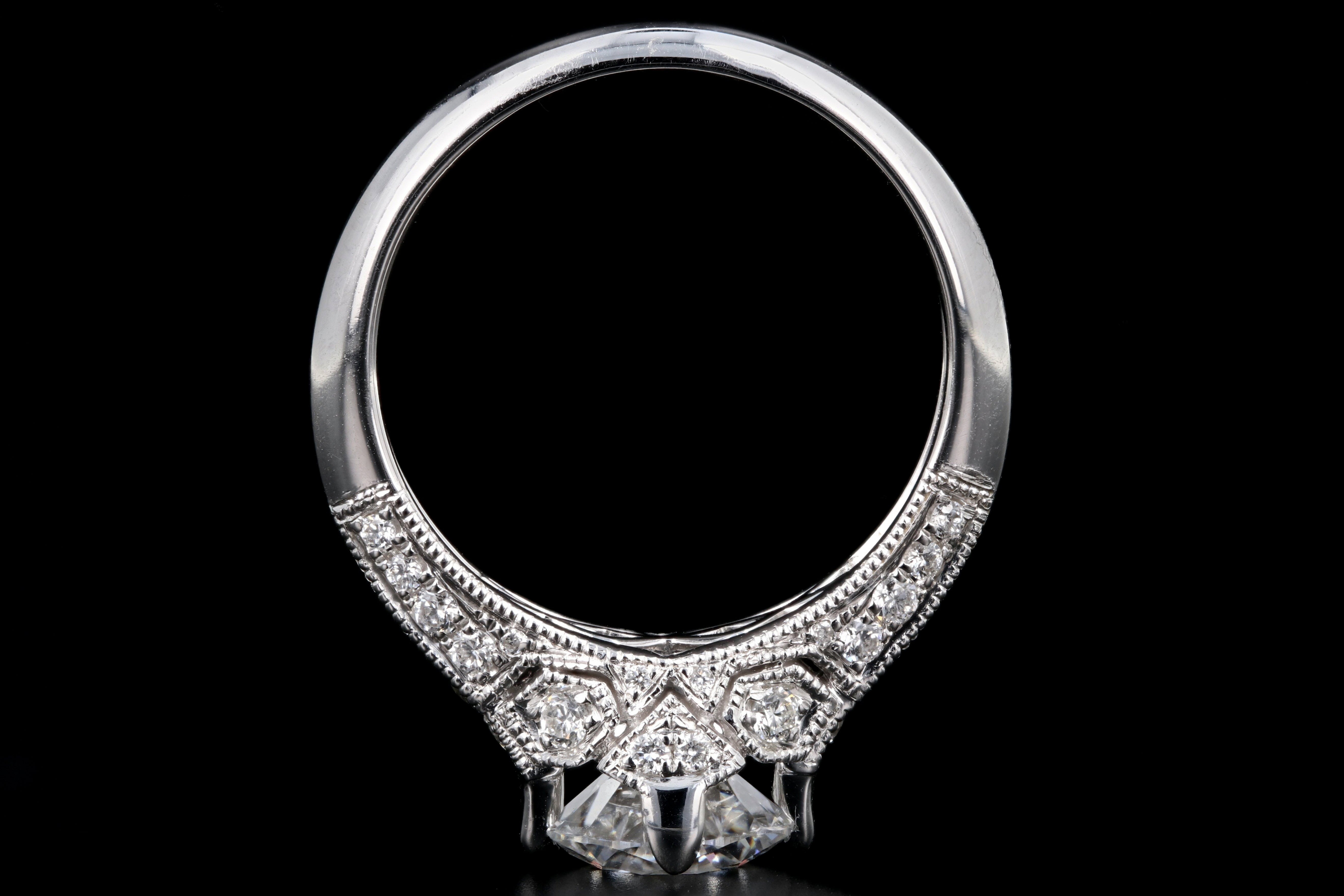 Modern 14k White Gold 1.42CT Round Brilliant Cut Diamond Engagement Ring GIA Certified - Queen May