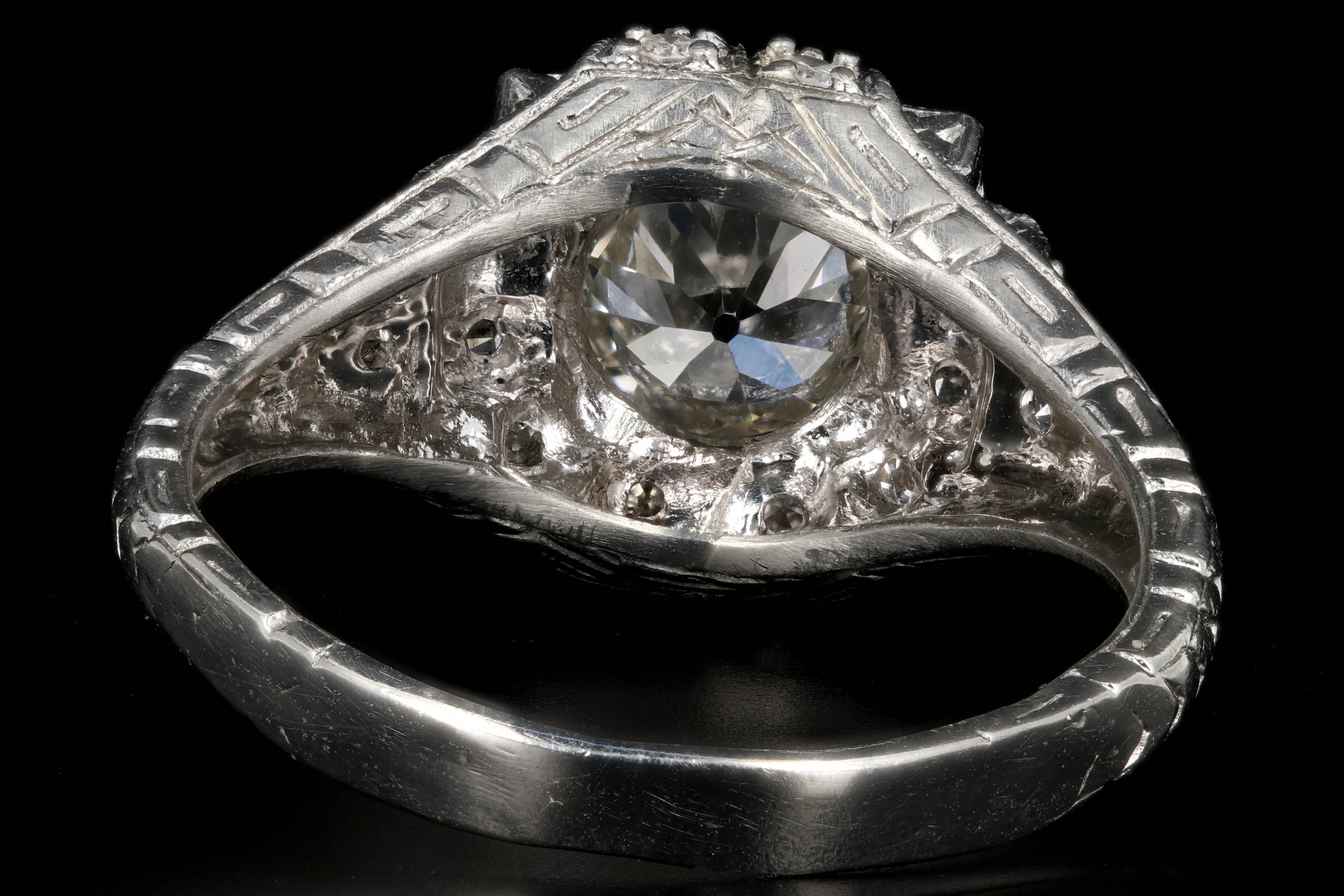 Art Deco Platinum 1.06 Carat Center Old European Cut Diamond Engagement Ring GIA Certified - Queen May