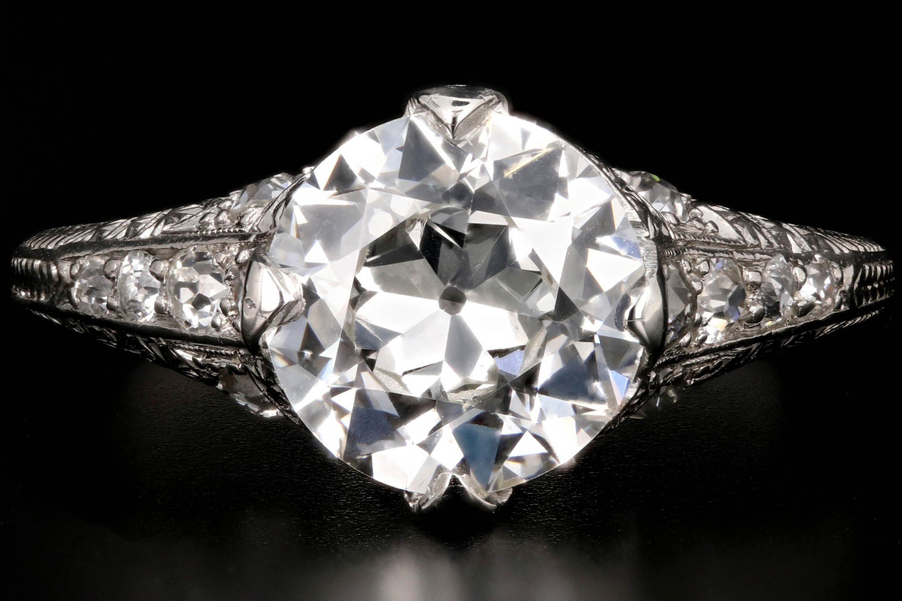 Art Deco Platinum 1.99 Carat Old European Cut Diamond Engagement Ring GIA Certified - Queen May