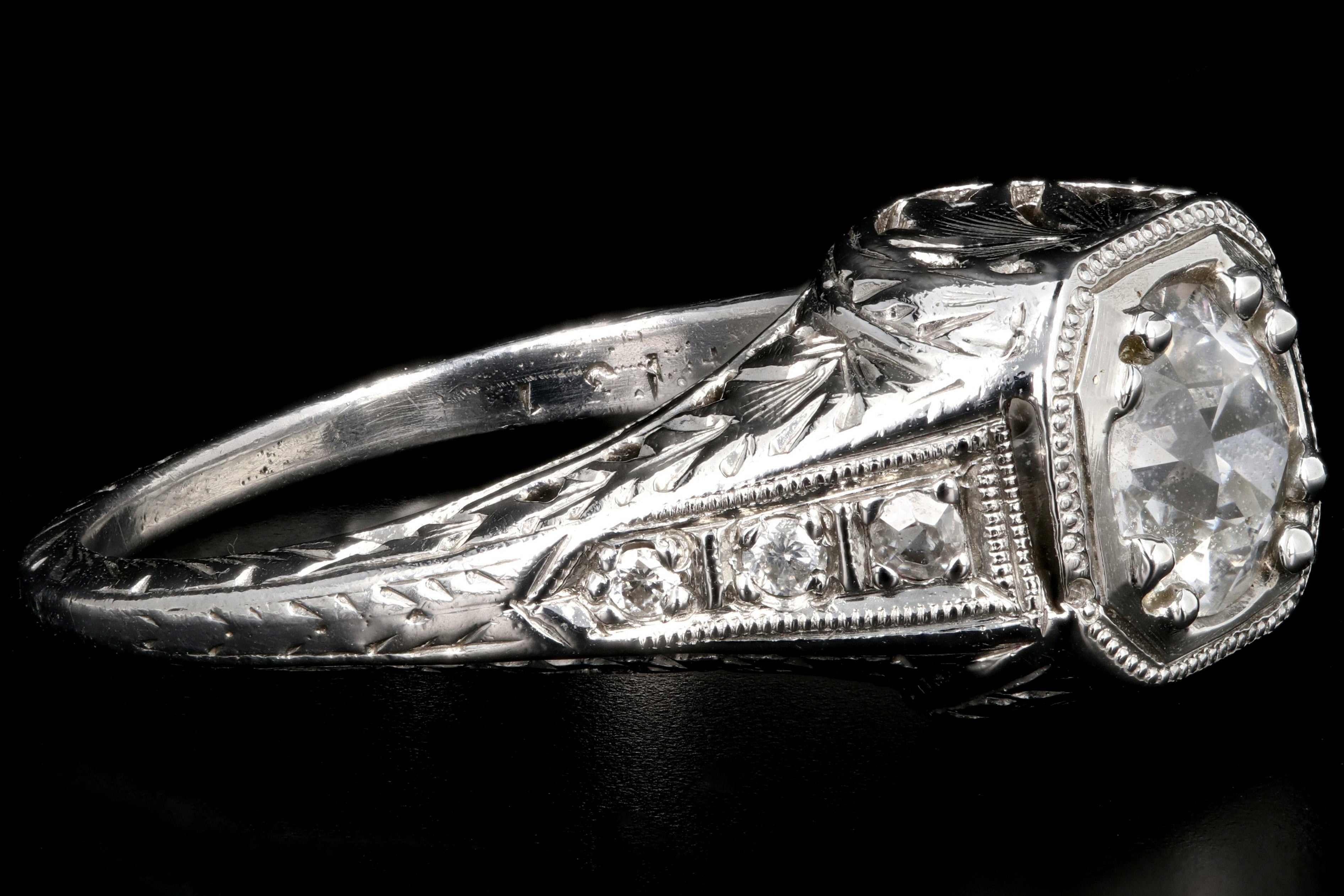 Art Deco Platinum .85 Carat Old European Cut Engagement Ring GIA Certified - Queen May