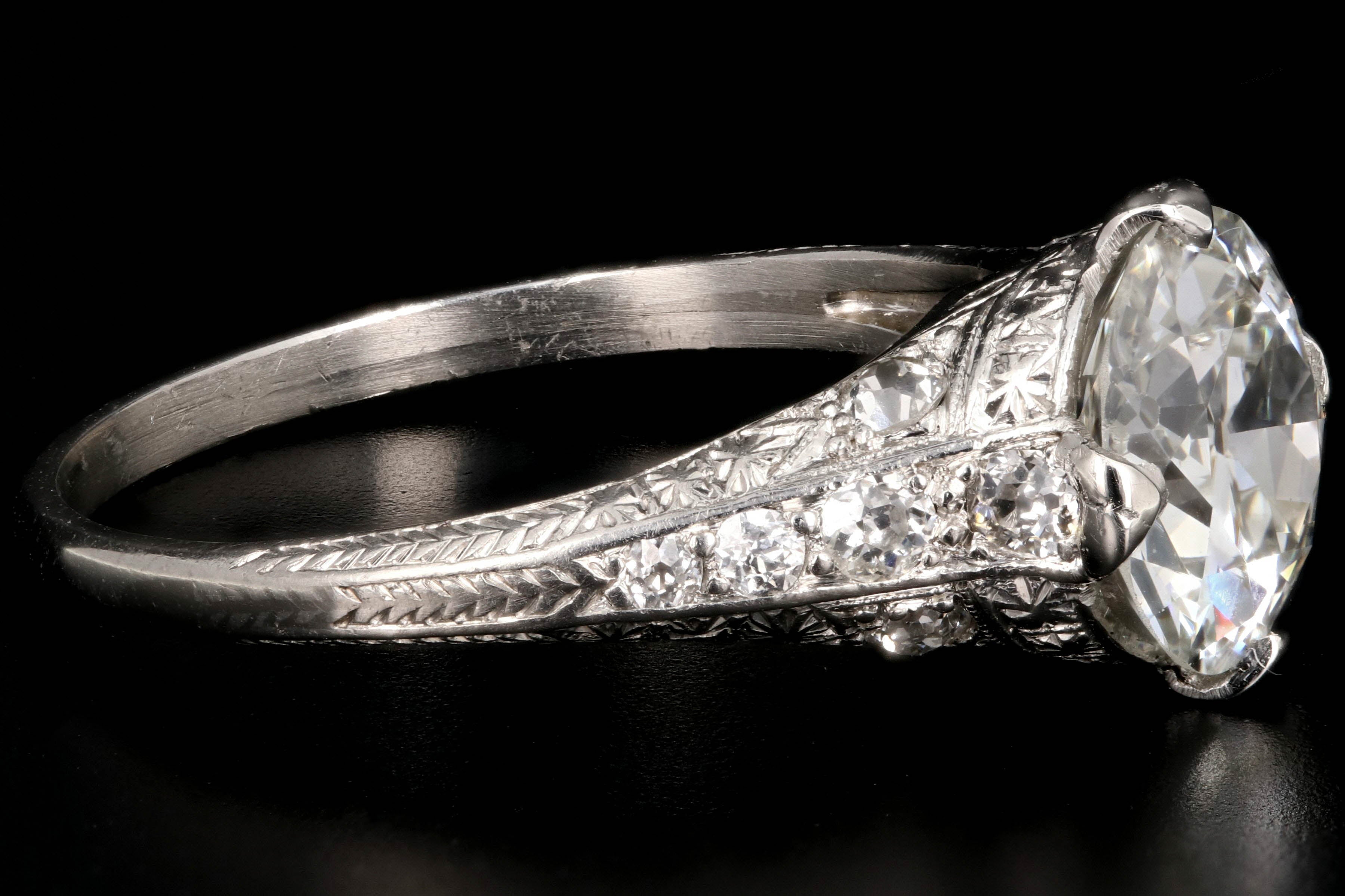 Art Deco Platinum 1.99 Carat Old European Cut Diamond Engagement Ring GIA Certified - Queen May