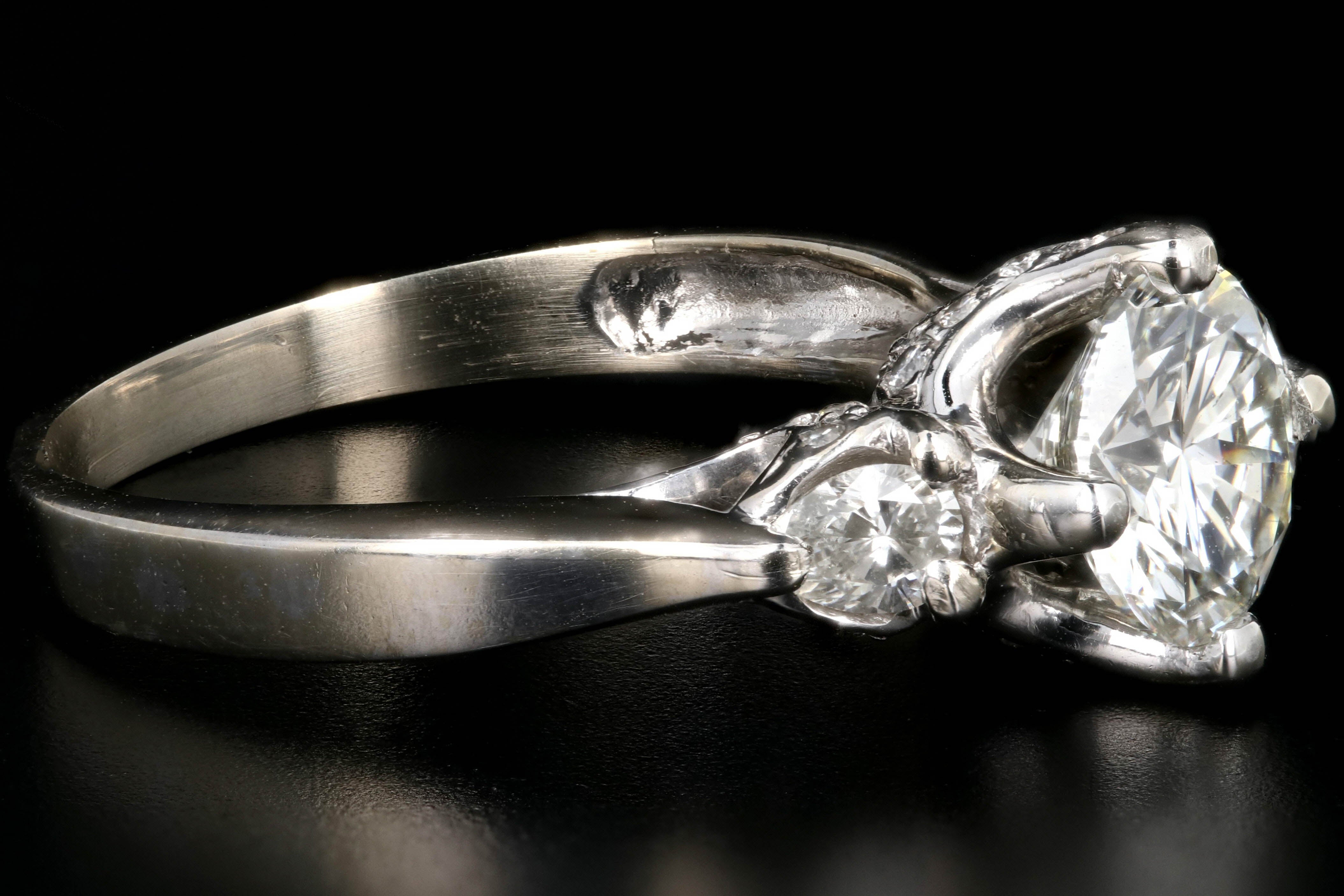 Modern 14K White Gold 1.26CT Round Cut Diamond Engagement Ring GIA Certified - Queen May