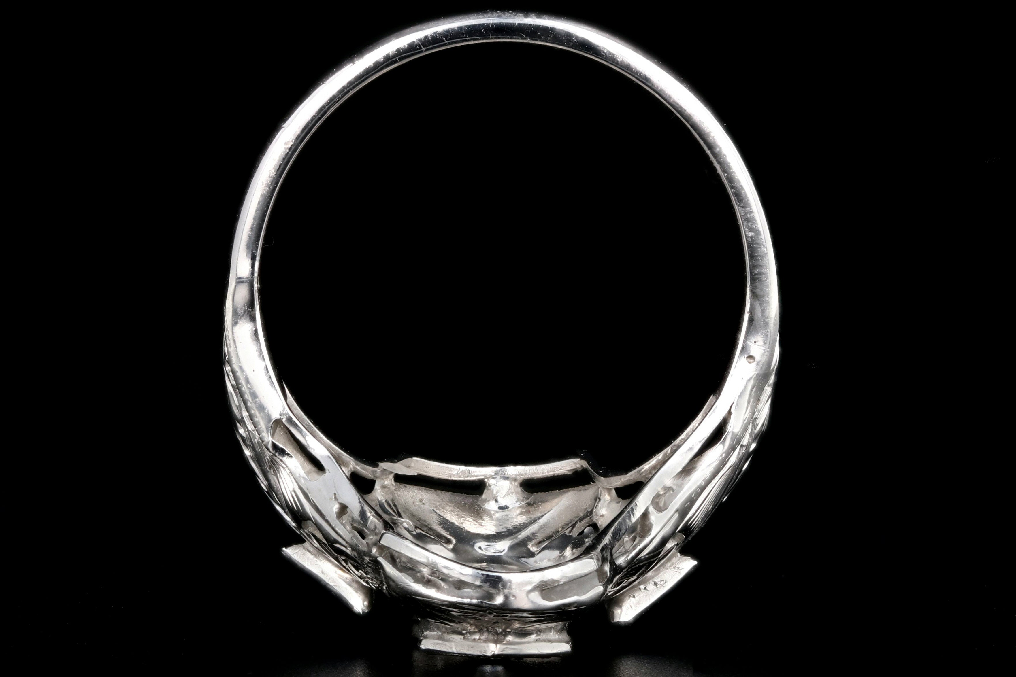 Art Deco 18K White Gold Diamond Sapphire 3 Stone Ring c.1920's - Queen May