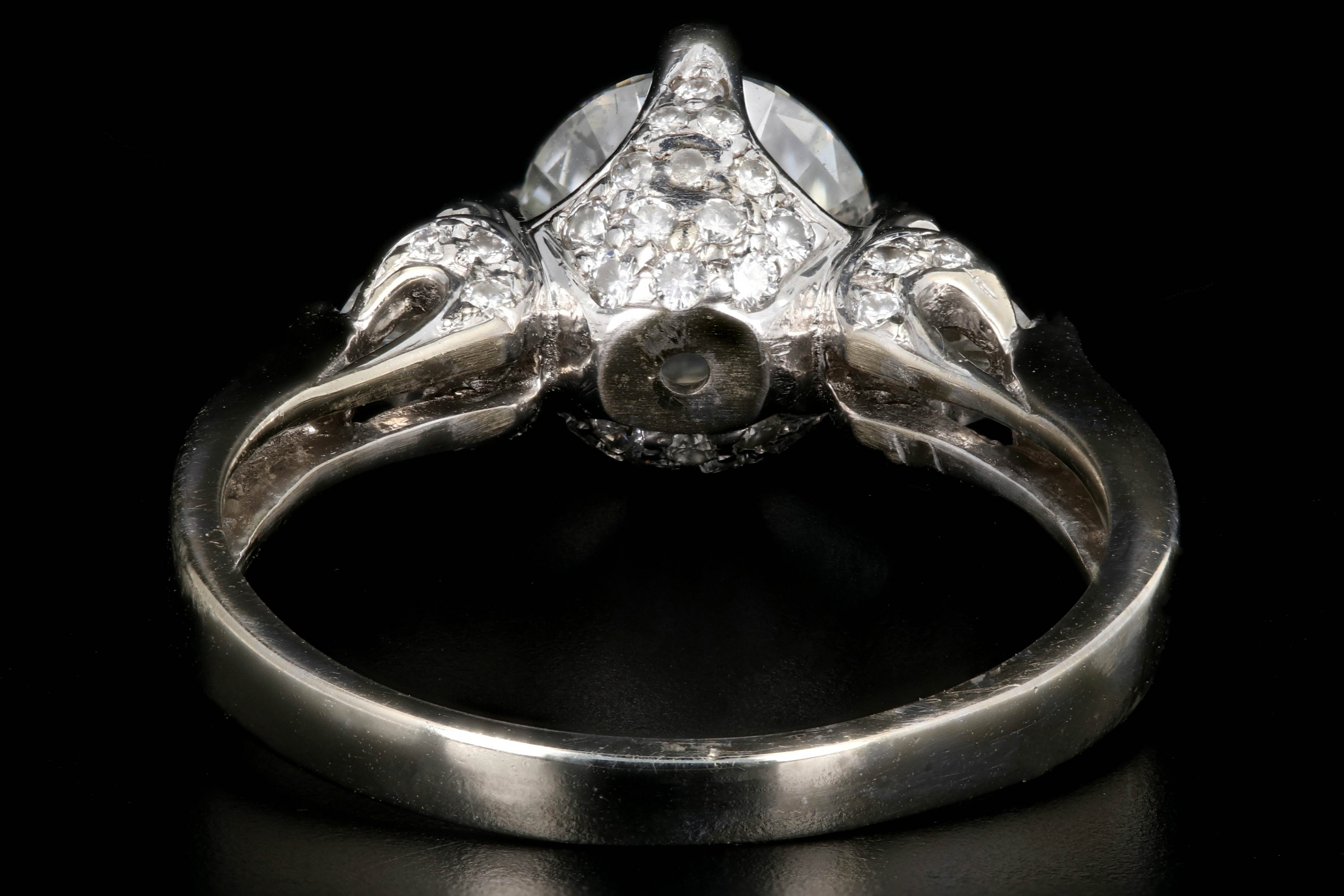 Modern 14K White Gold 1.26CT Round Cut Diamond Engagement Ring GIA Certified - Queen May