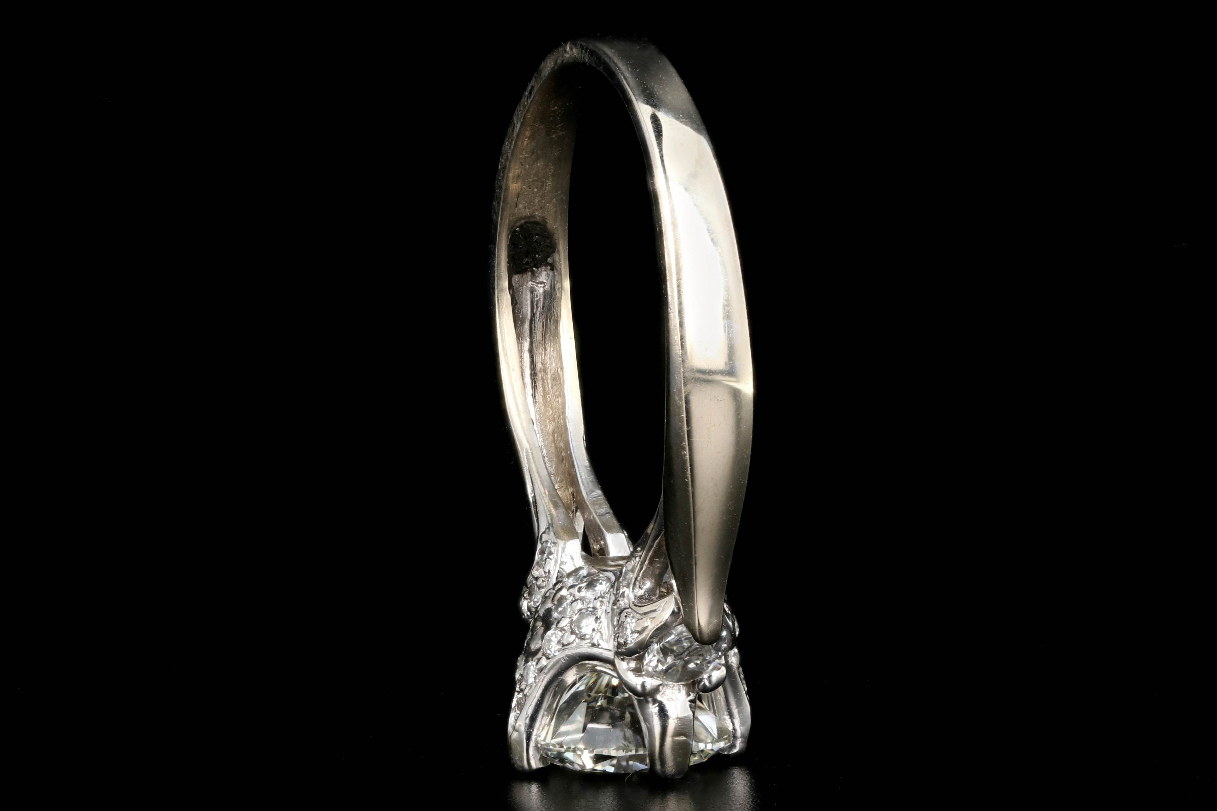 Modern 14K White Gold 1.26CT Round Cut Diamond Engagement Ring GIA Certified - Queen May