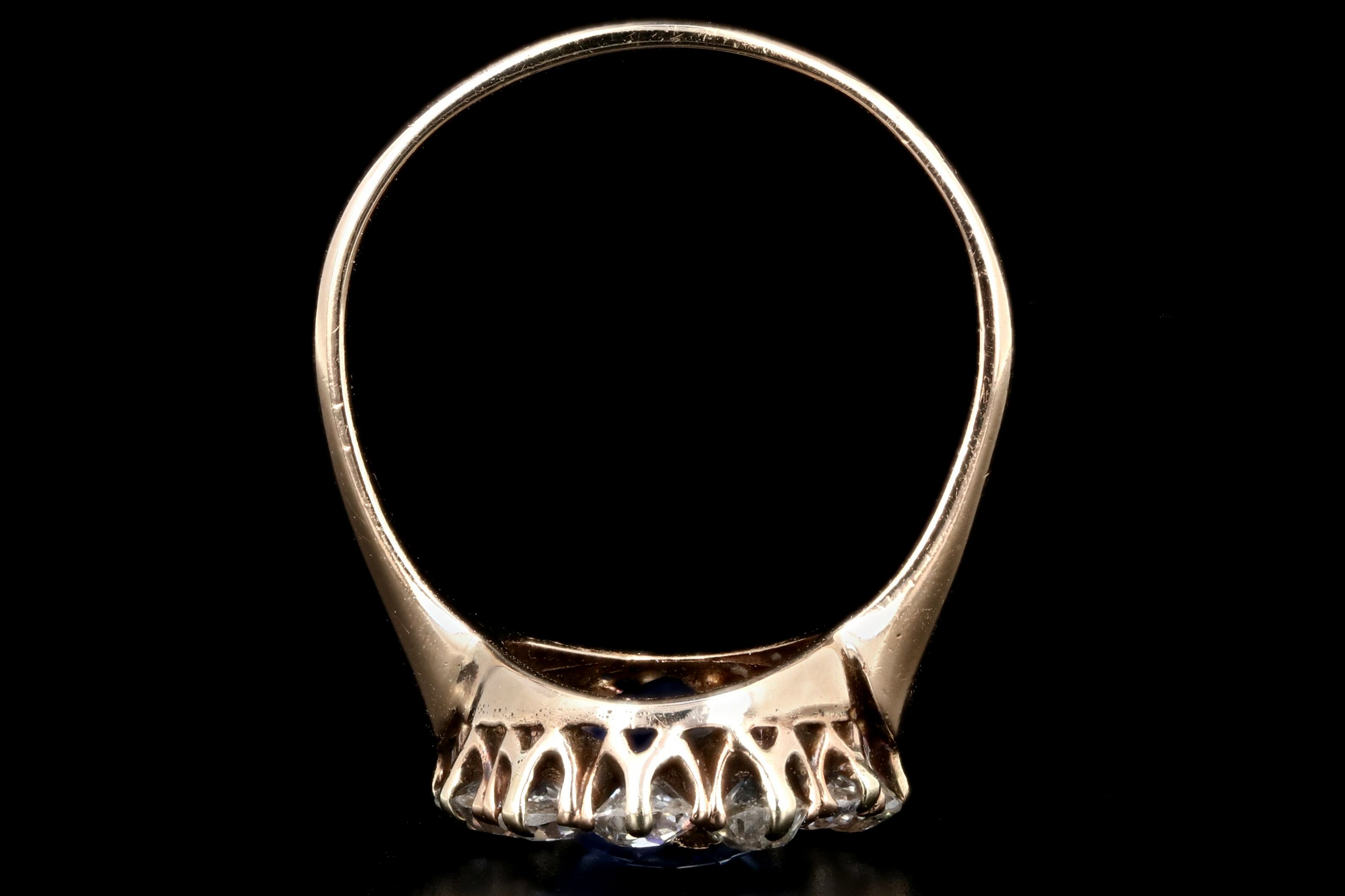 Victorian 14K Yellow Gold No Heat Ceylon 2.1 Carat Sapphire and Old Mine Diamond Ring GIA Certified - Queen May