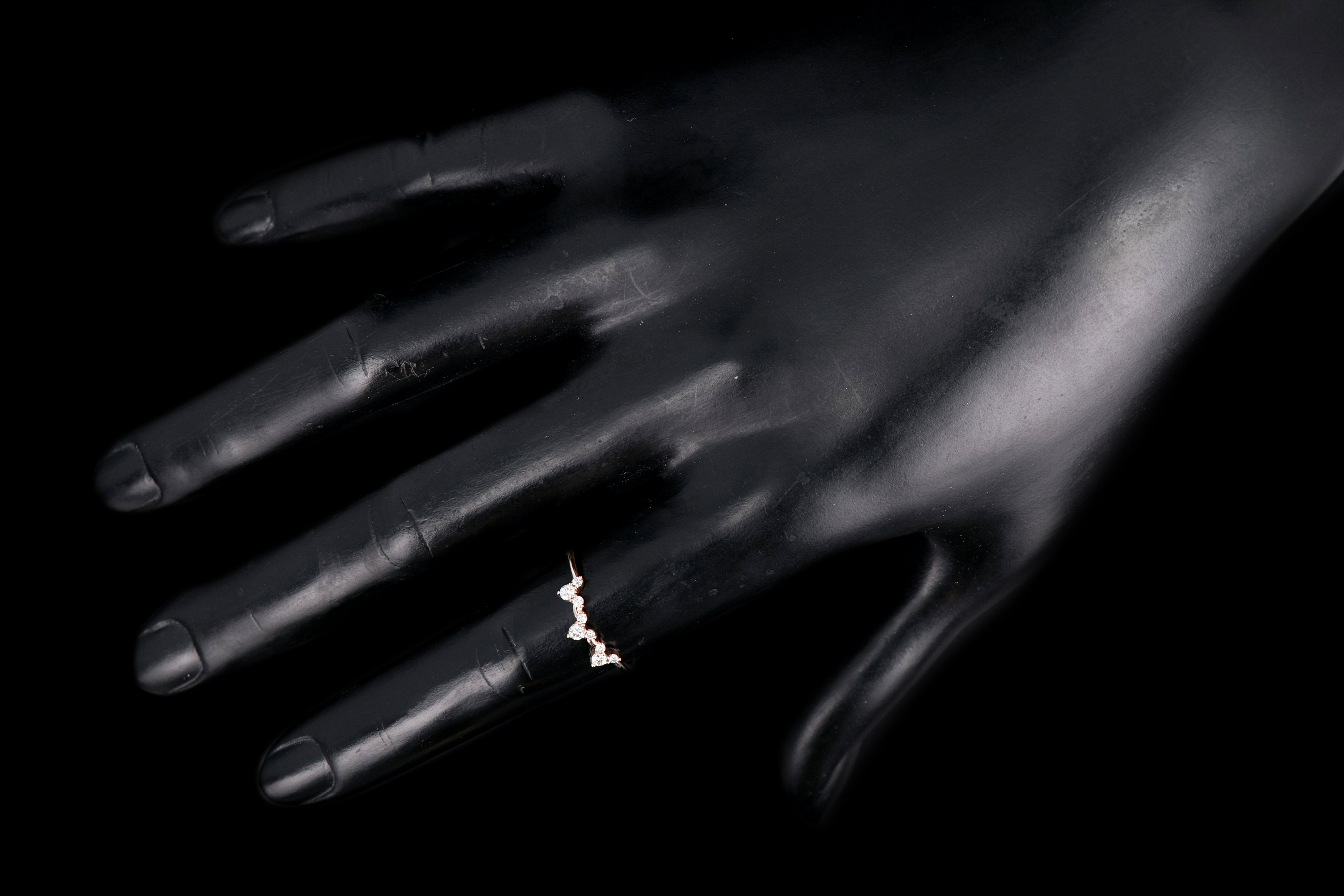 New 14K Rose Gold 1/6 Carat Diamond Contour Band - Queen May