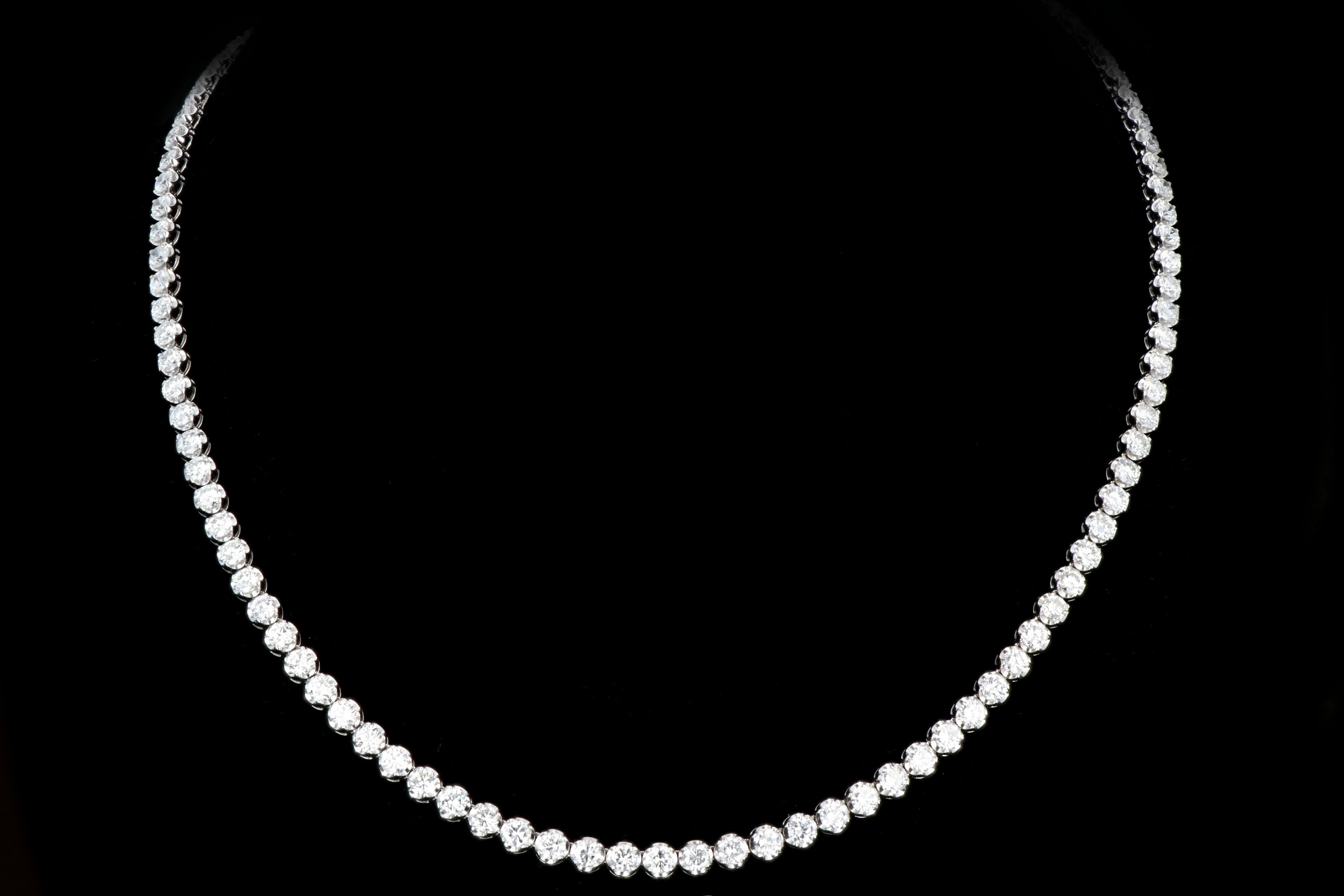 Modern 14K White Gold  20.35 Carat Diamond Tennis Necklace - Queen May